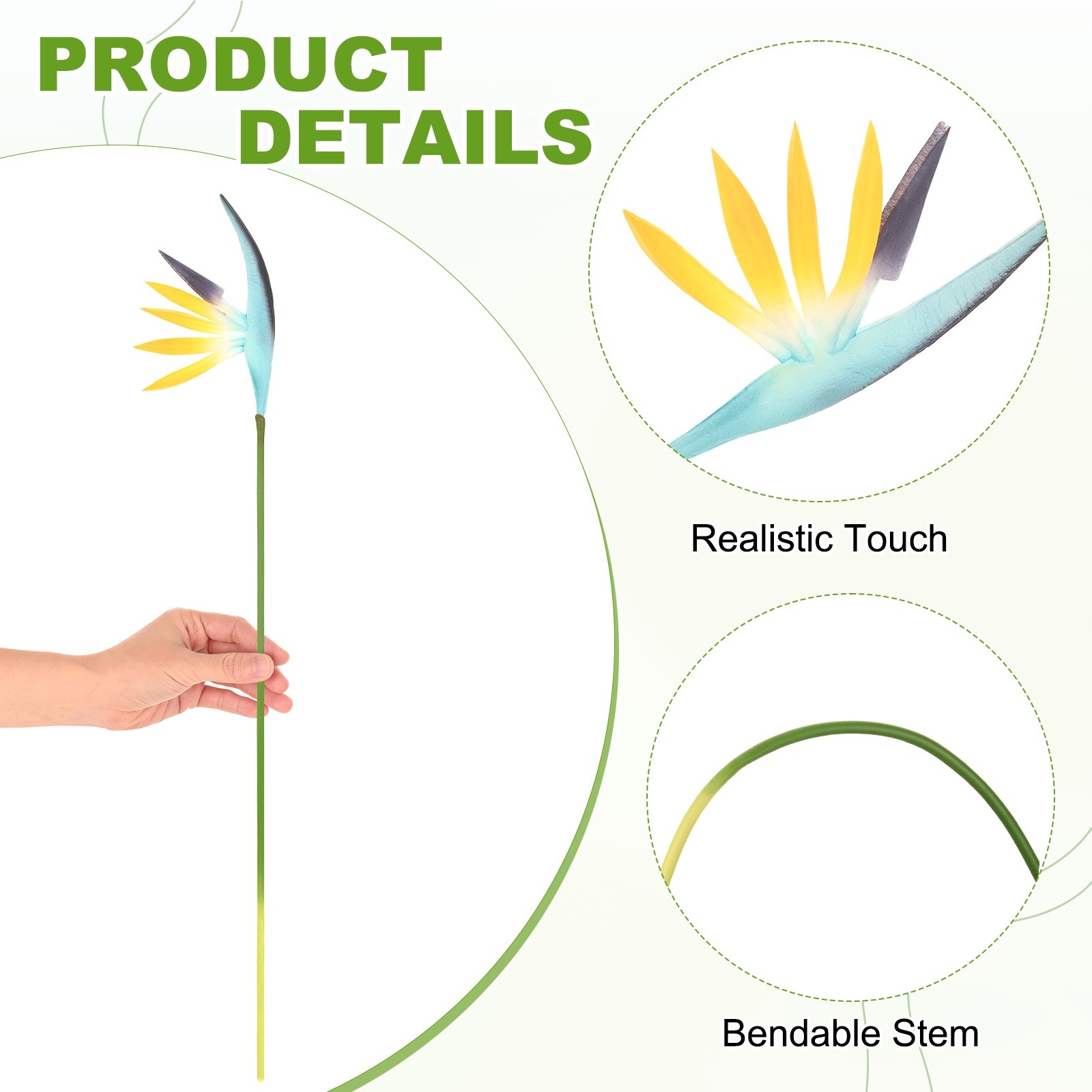 4-Pack Artificial Bird of Paradise Flowers 22 Inch for Home [Ocean Blue]