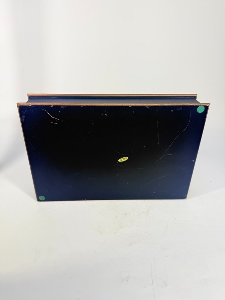 Jewlery Box Embossed Flowers Chinoiserie Oriental Boudoir Table Home Decor Black