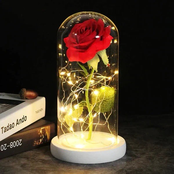 LED Rose in Glass Dome, Romantic Decor, Perfect Gift , FAST SHIPPING
