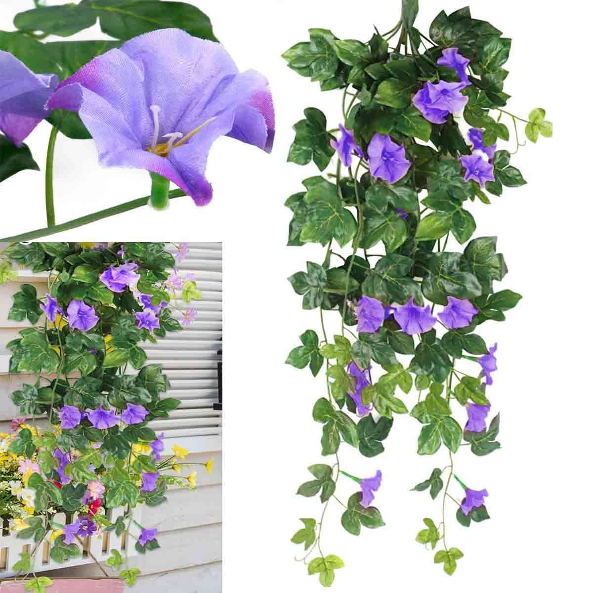 Artificial Fake Hanging Plants Morning Glory Flower Vine Wedding Home Decor New