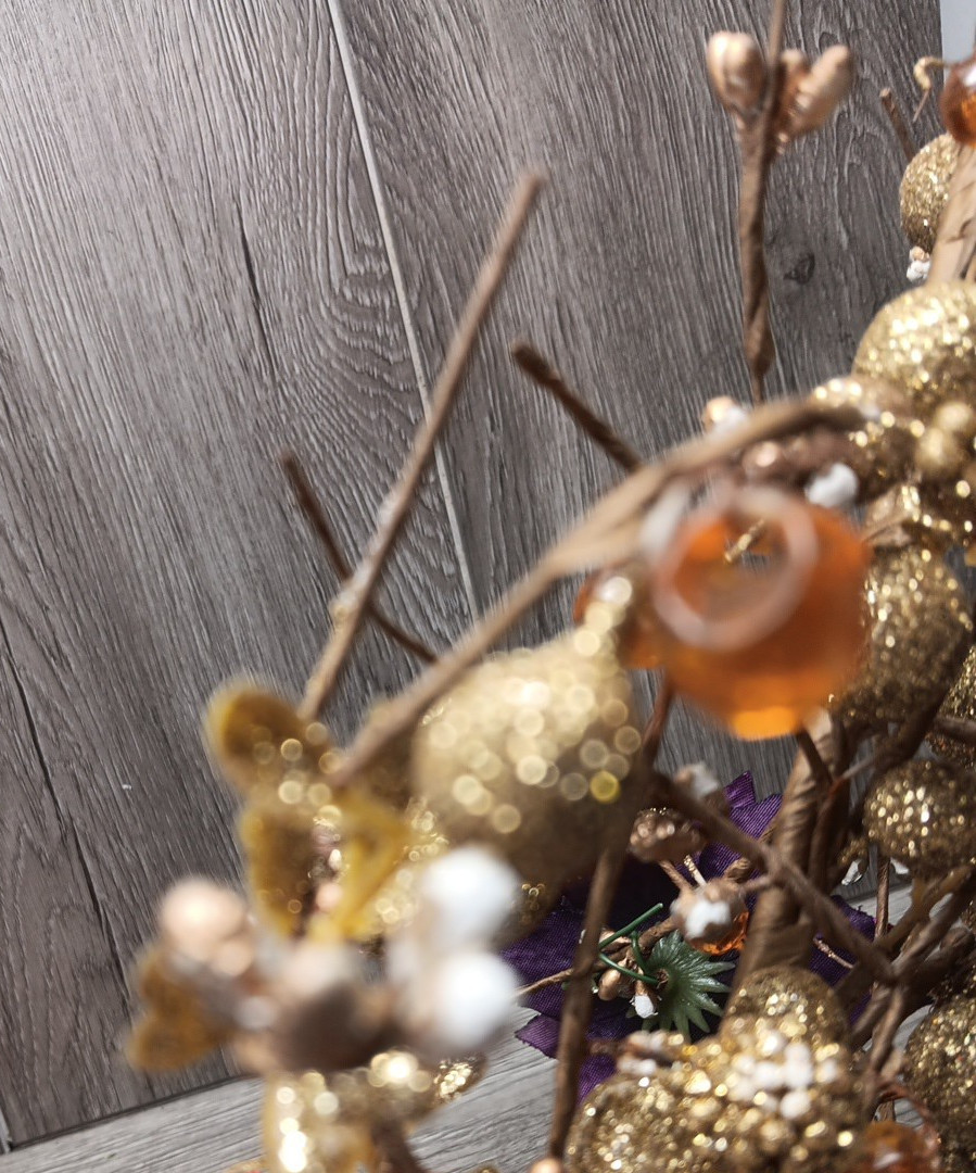 Gold Glitter, Pine Cones, Berries, Beads, Wired 15″ Spray – Holiday-Craft 2Pc