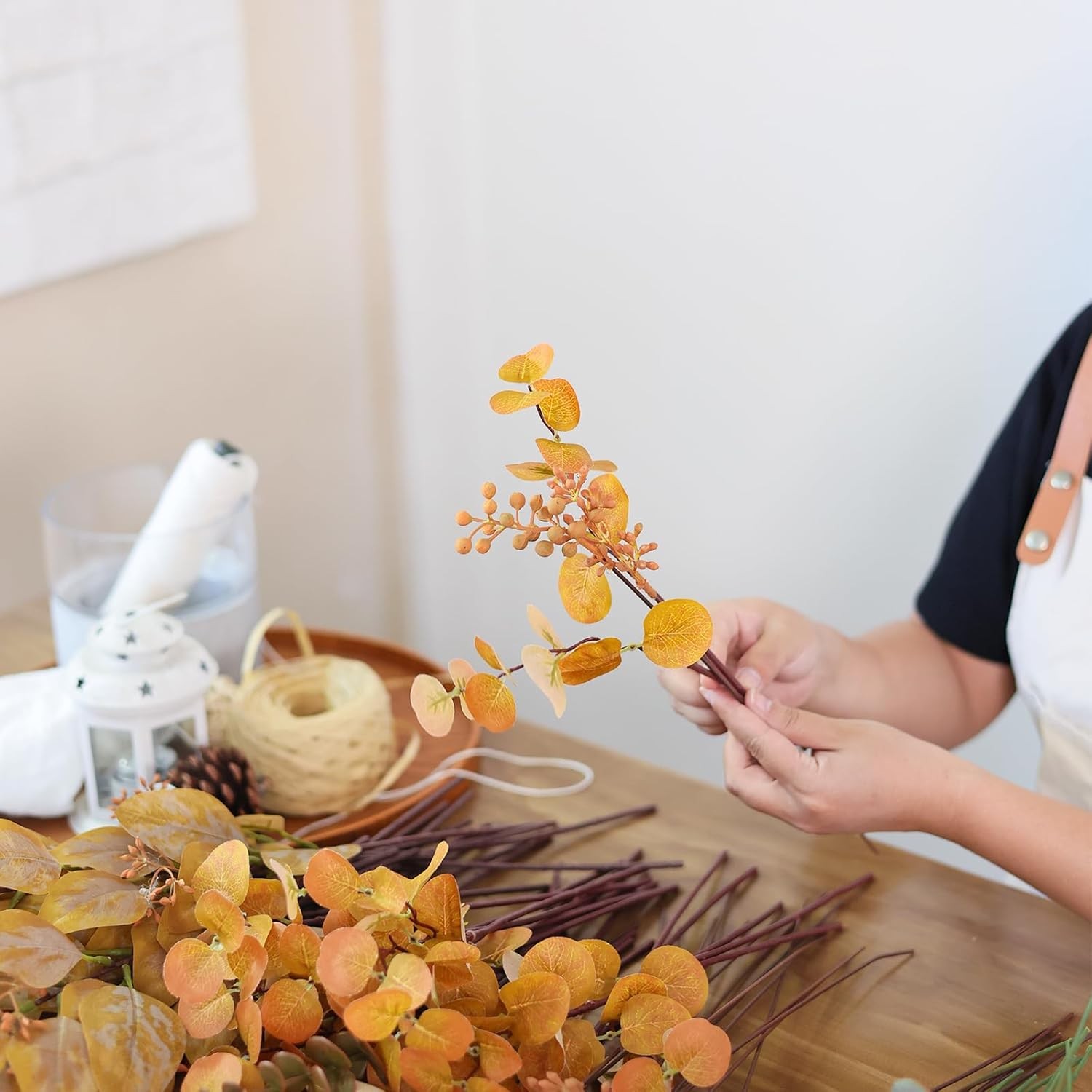 120 pieces of mixed artificial eucalyptus leaves and stems with simulated