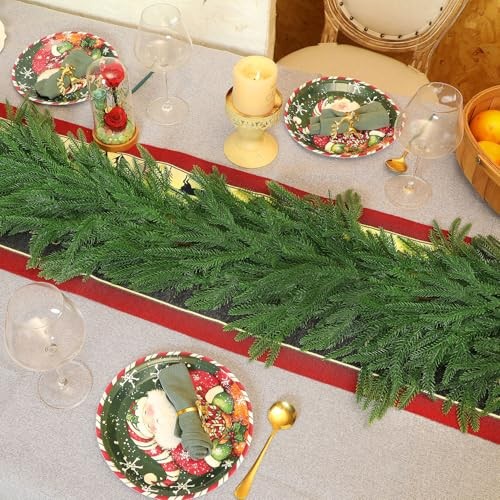 4 Pcs 6 Ft Artificial Norfolk Pine Garland, Real Touch Dense Faux 6FT-4PCS
