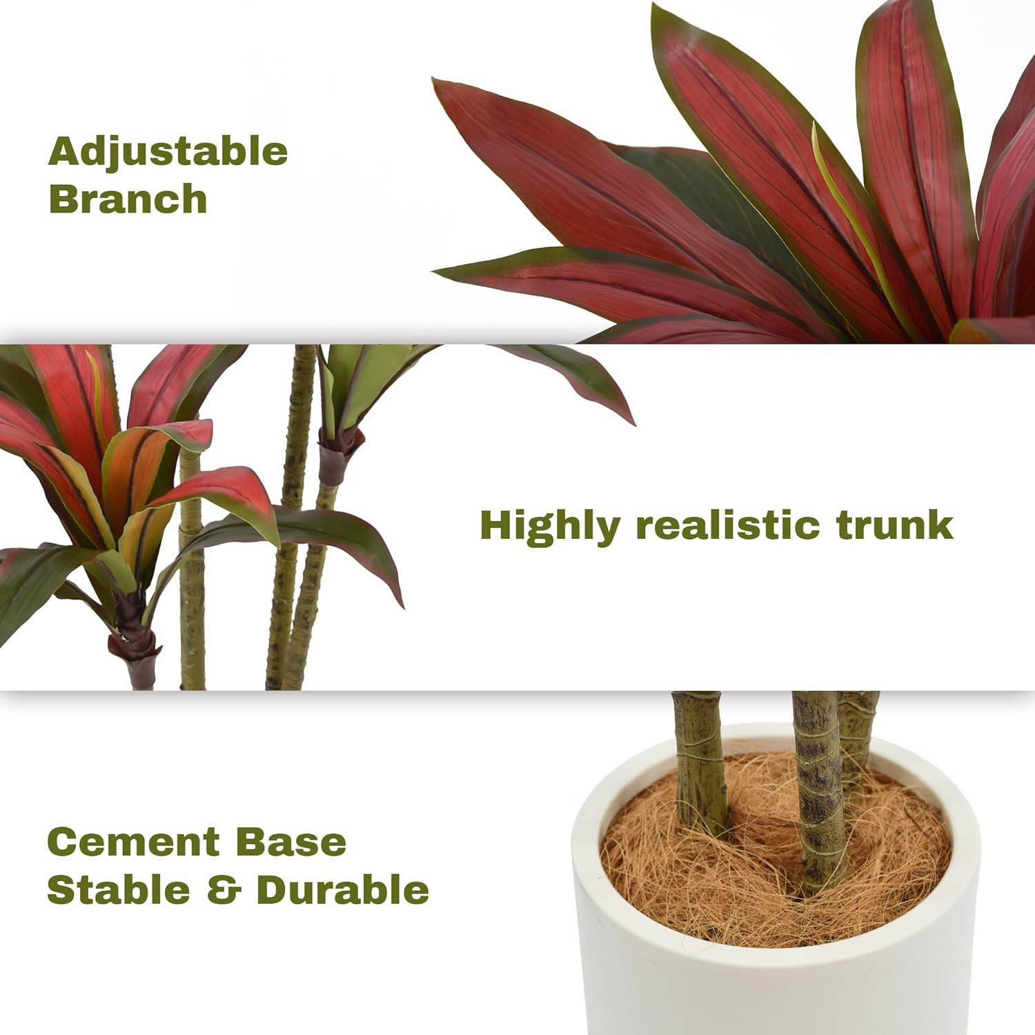 5Ft Artificial Dracaena Tree – Realistic Faux Silk Plant for Home & Office Decor