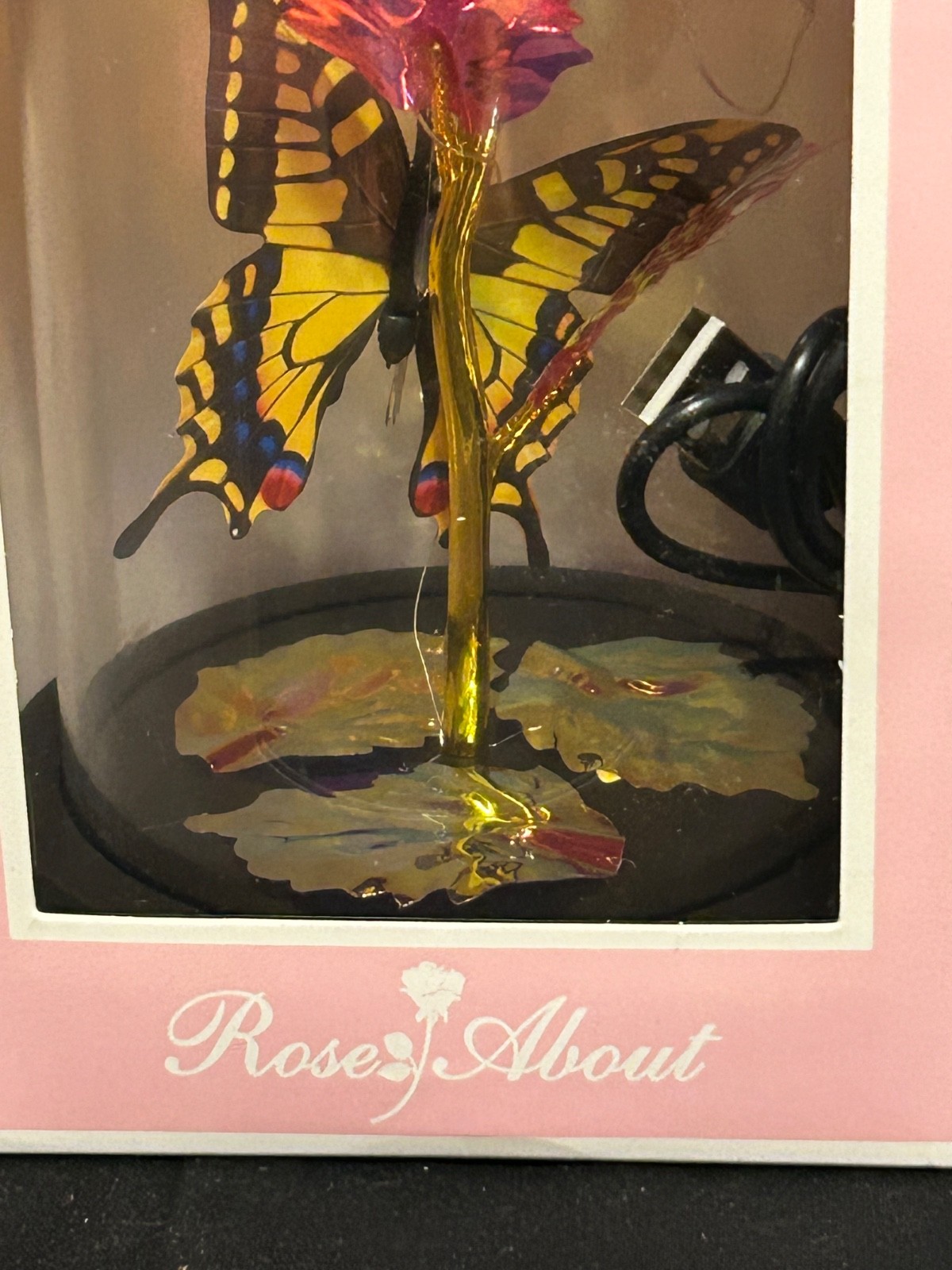 Rose About LED Light Up Encased Rose with Butterfly