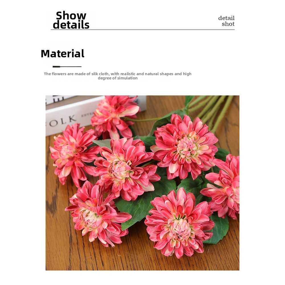 Silk Dahlia Stem with Wire Core for Easy Shaping in Floral Arrangements