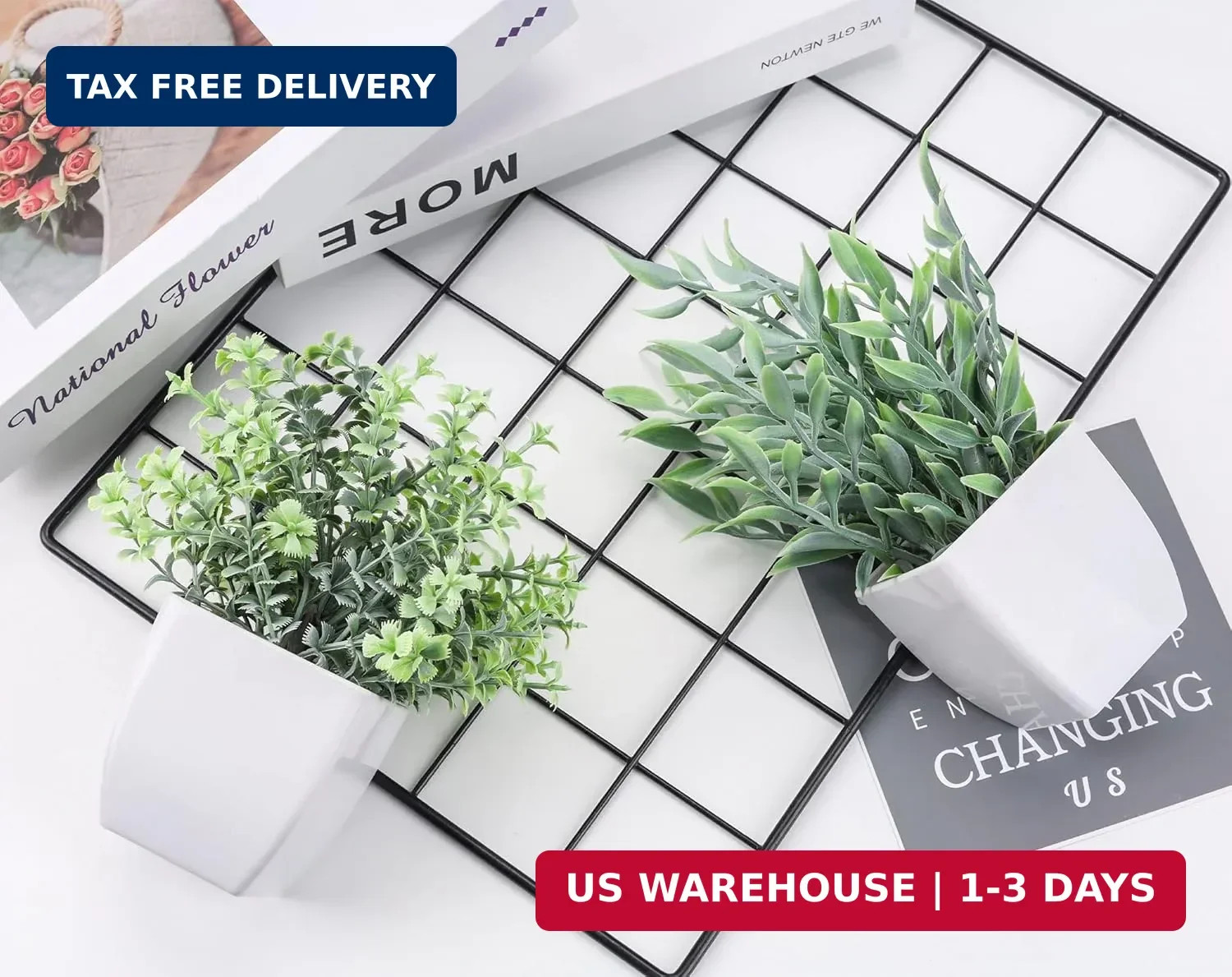 Der Rose 2 Pack Small Fake Plants Artificial Greenery Eucalyptus Plants in Pots