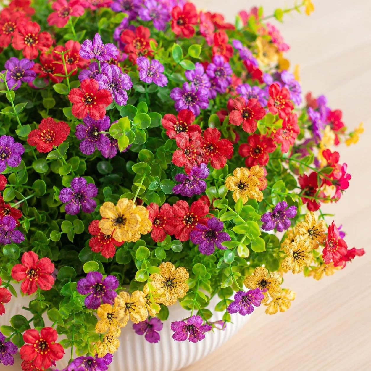Artificial Flowers Outdoor Indoor Decor, 12 Bundles Faux Daisy Flowers with E…