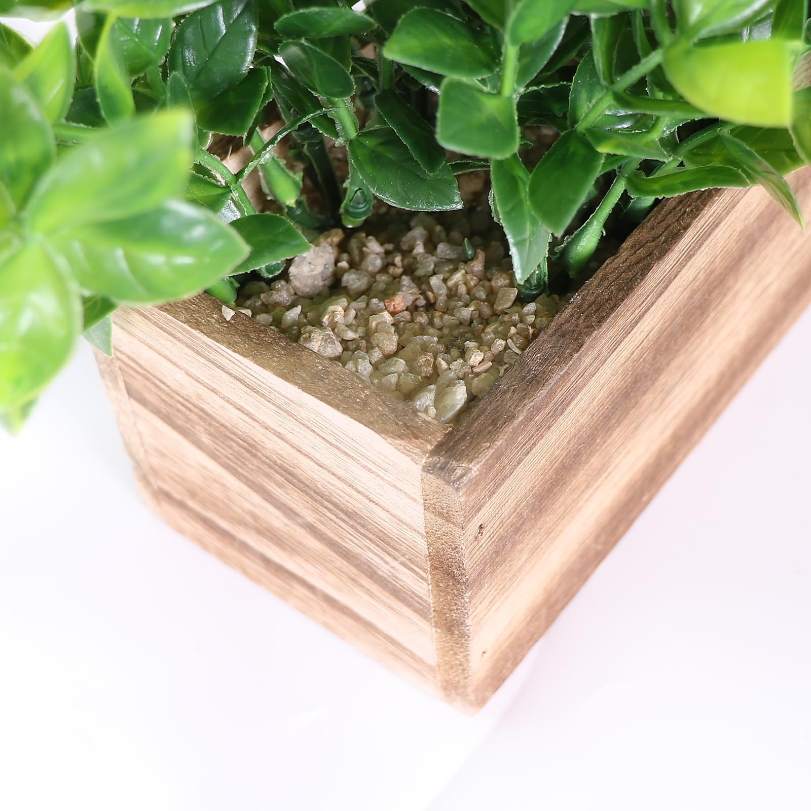 11 inch Artificial Boxwood Potted Fake Plants Rectangular Wooden Planter Box …