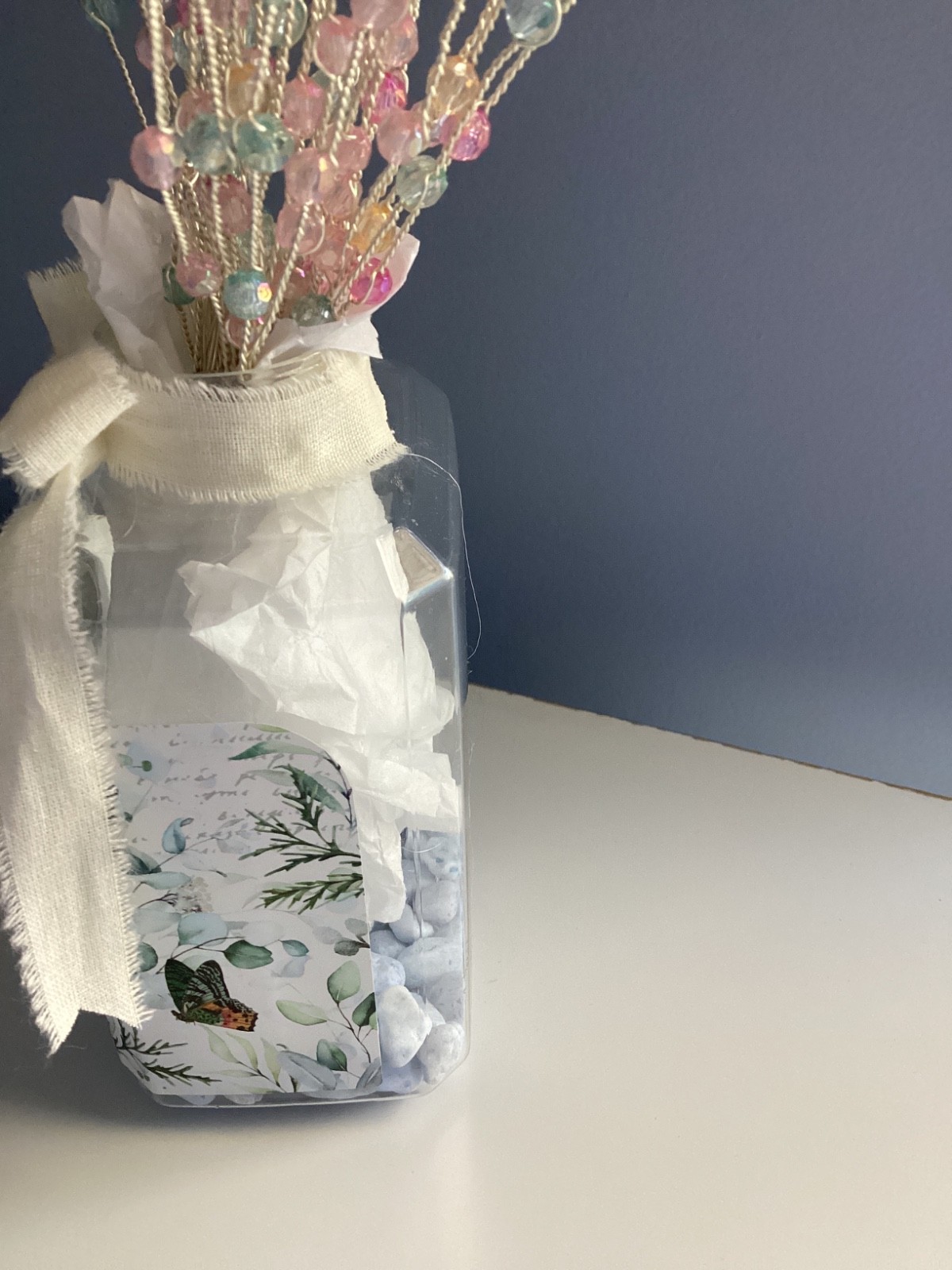 HANDMADE BOUQUET BUTTERFLY FLOWERS DECOR PINK PASTEL COTTAGE FARMHOUSE NWT
