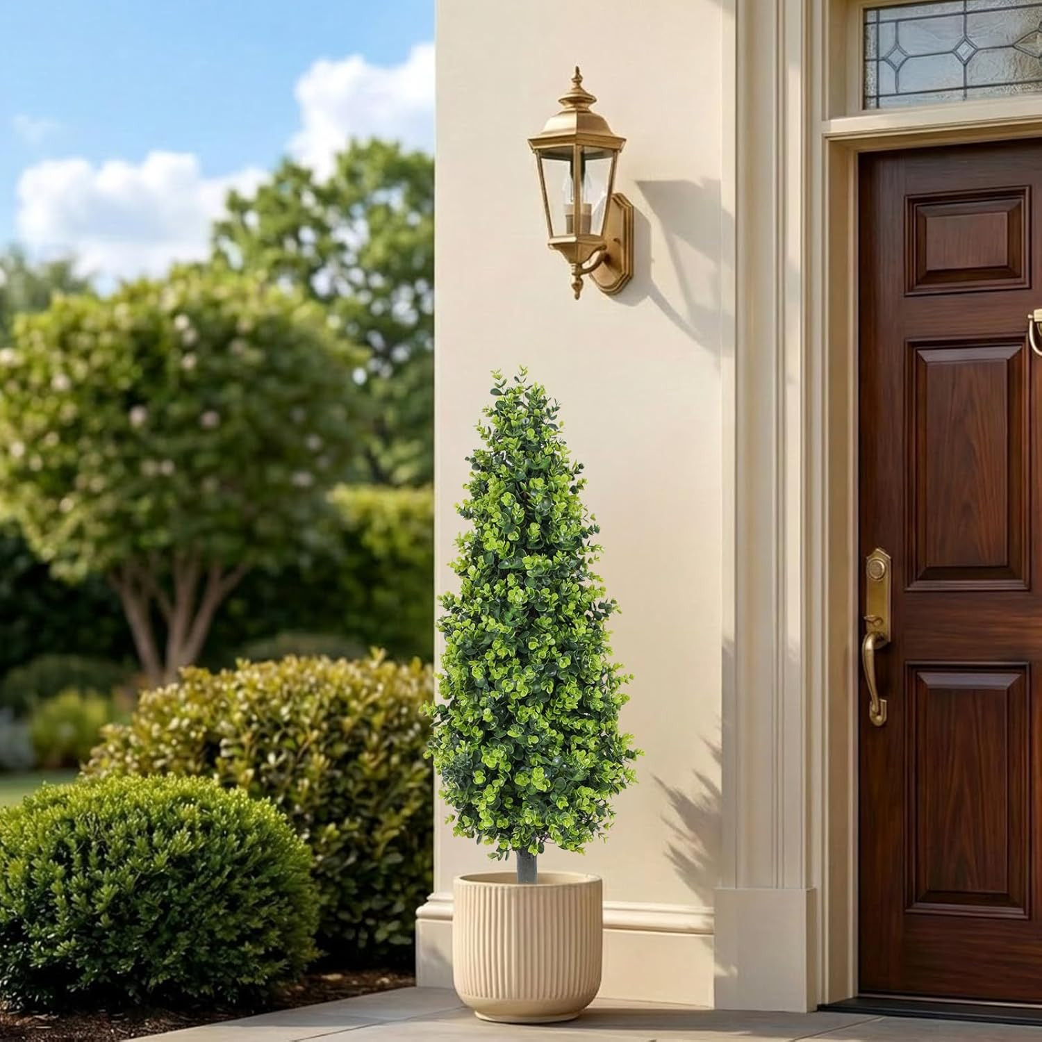 Set of 2 – 3Ft Realistic Artificial Topiary Trees for Indoor/Outdoor Decor