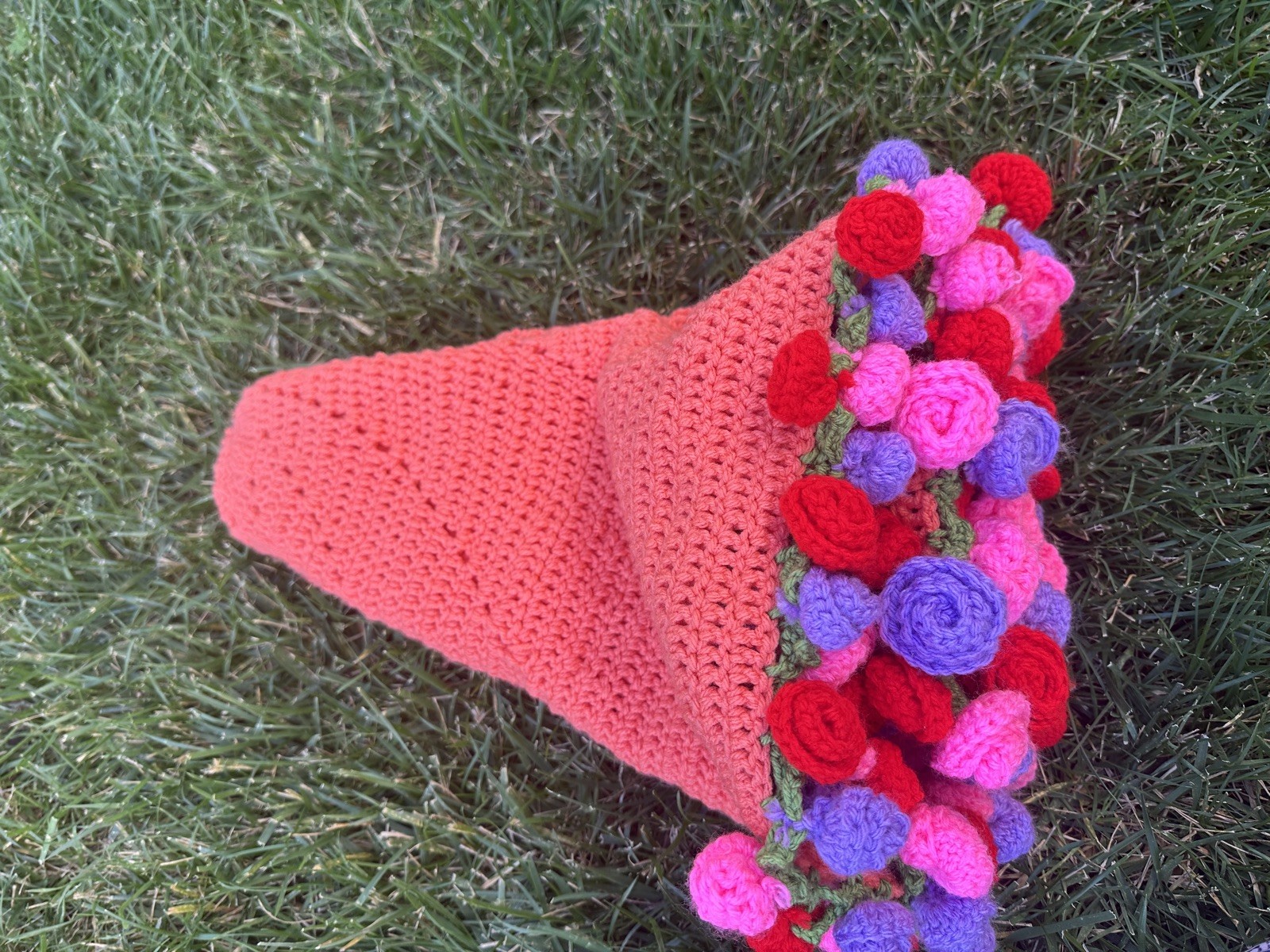 Flower Bouquet Blanket,DIY Handmade Crochet Rose Blanket,Knitted Throw Blankets