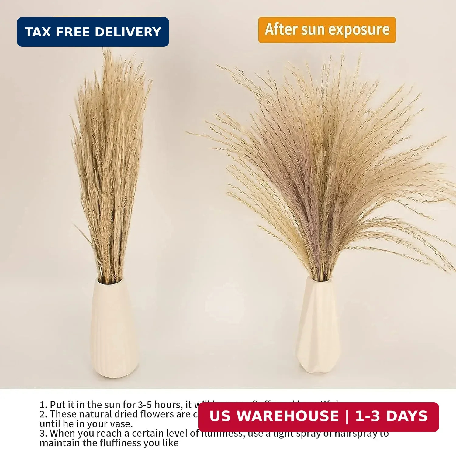 65PCS Pampas Grass Decor, Including pompas Floral, Reed Dried Grass and Bunny Ta