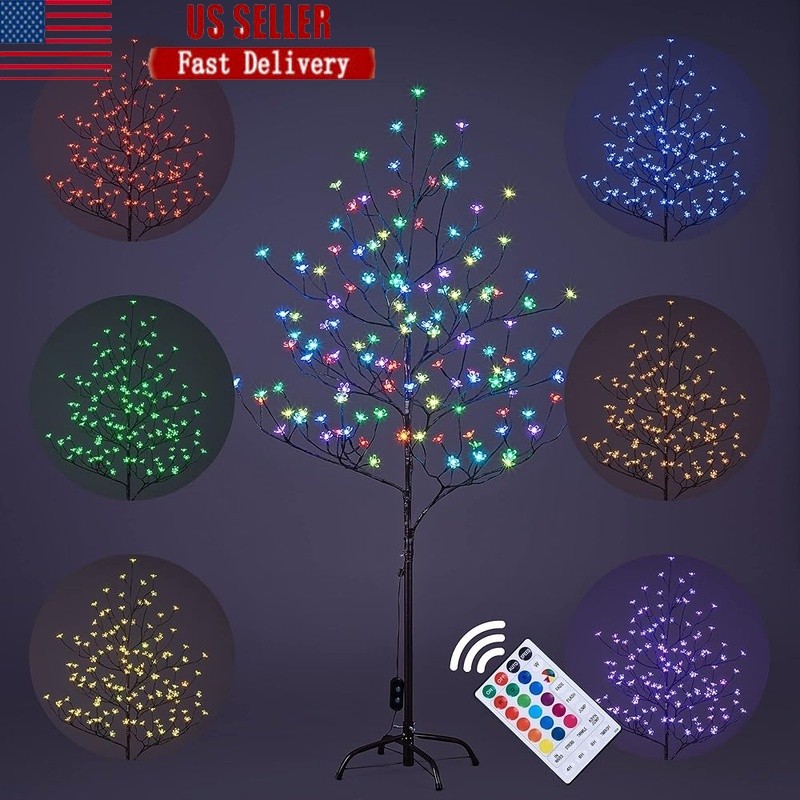 5ft Cherry Blossom Lighted Tree Color Changing Decor Indoor Outdoor Party New