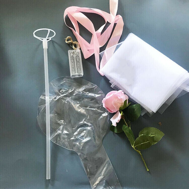 Valentine’s Day LED Light Balloon Pink Rose DIY Flower Bouquet Girlfriend Gift