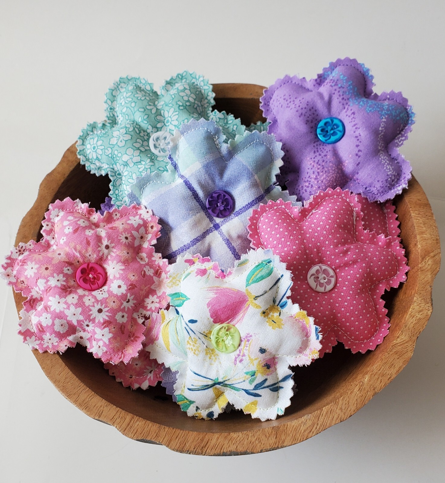 Fabric flowers, Floral bowl fillers, stuffed flower, Tiered Tray Decor