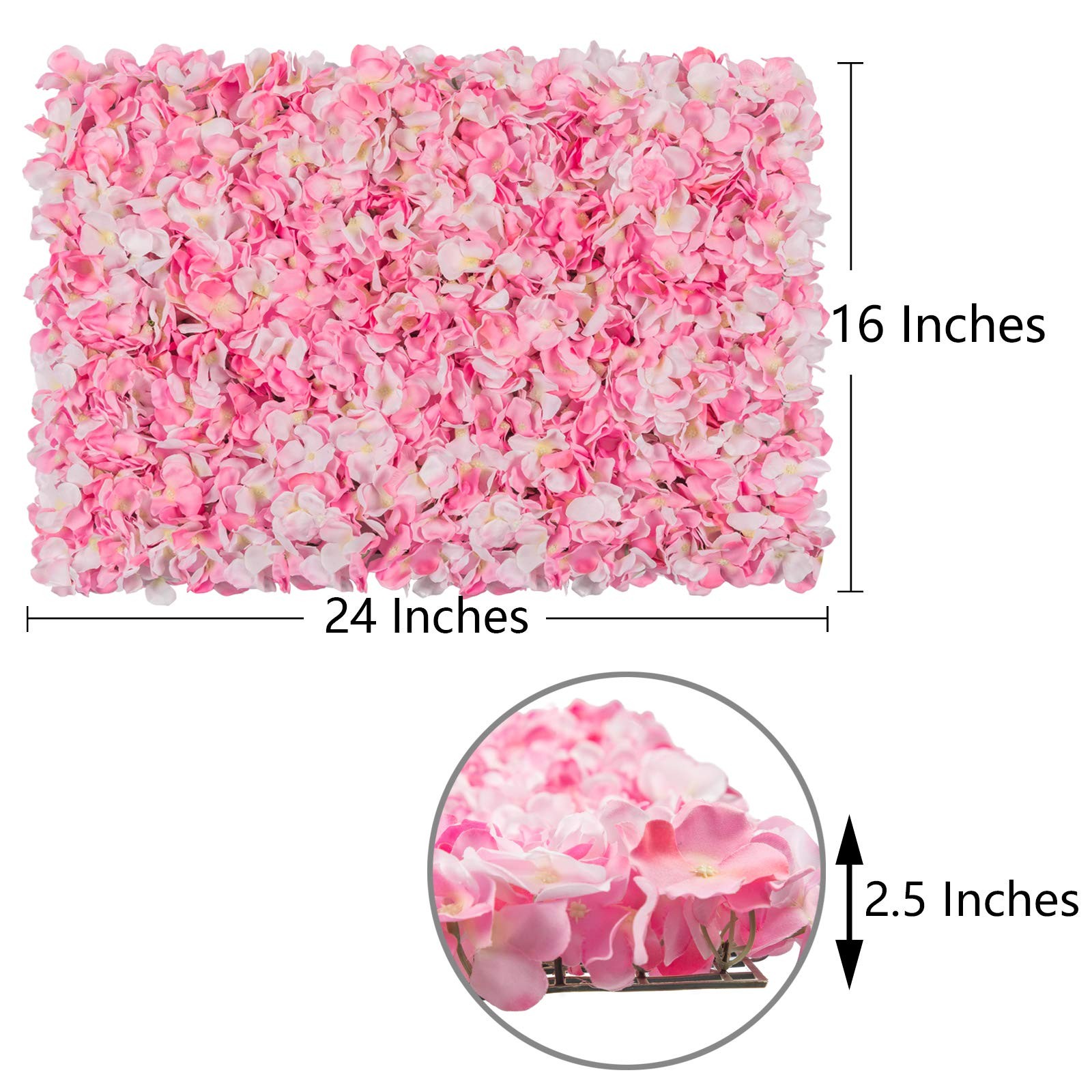 Flower Wall Panel Set, U’Artliens Artificial Wall Flower Backdrop 24×16 Inch …