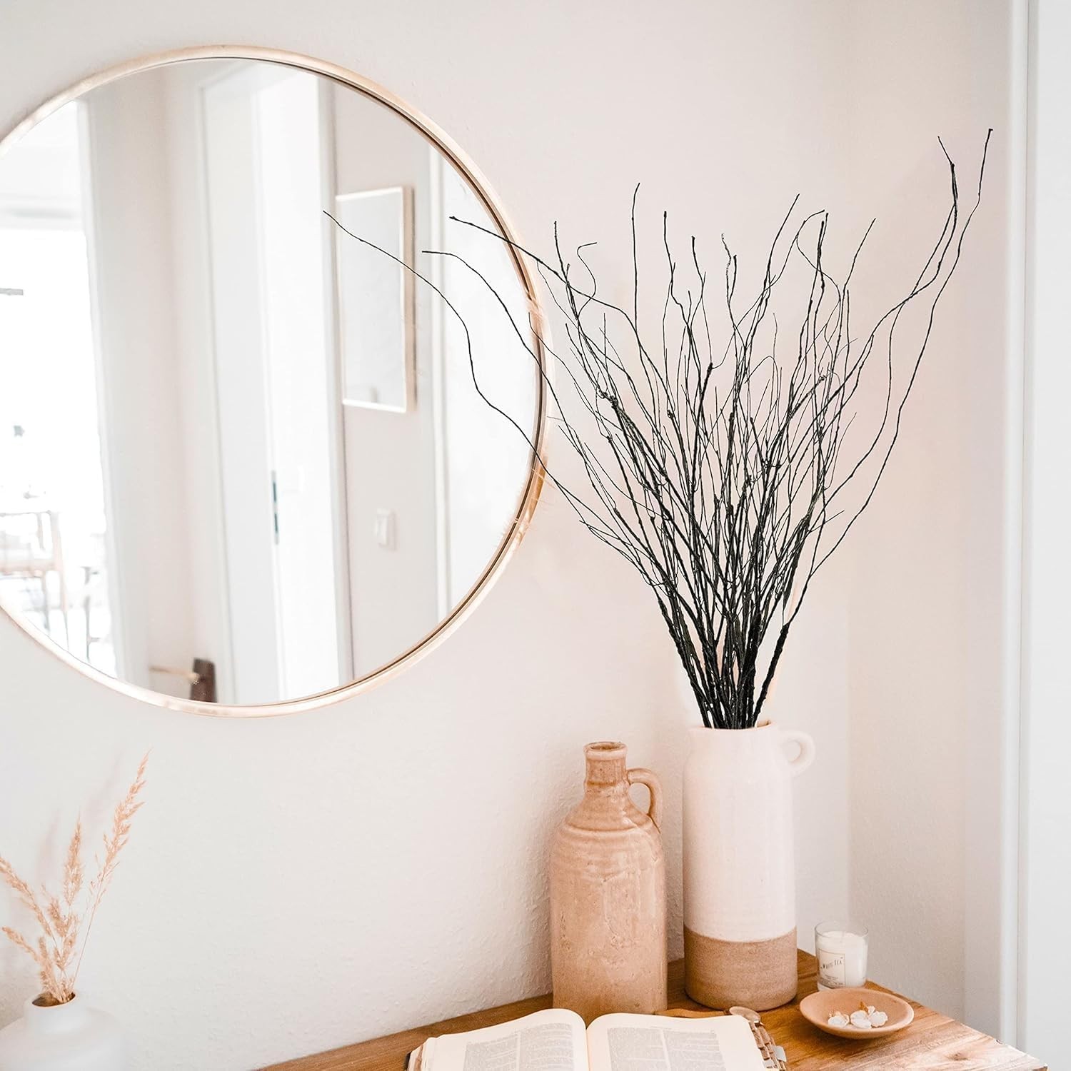 Artificial Curly Willow Branches, Dark Brown, Bendable Stem