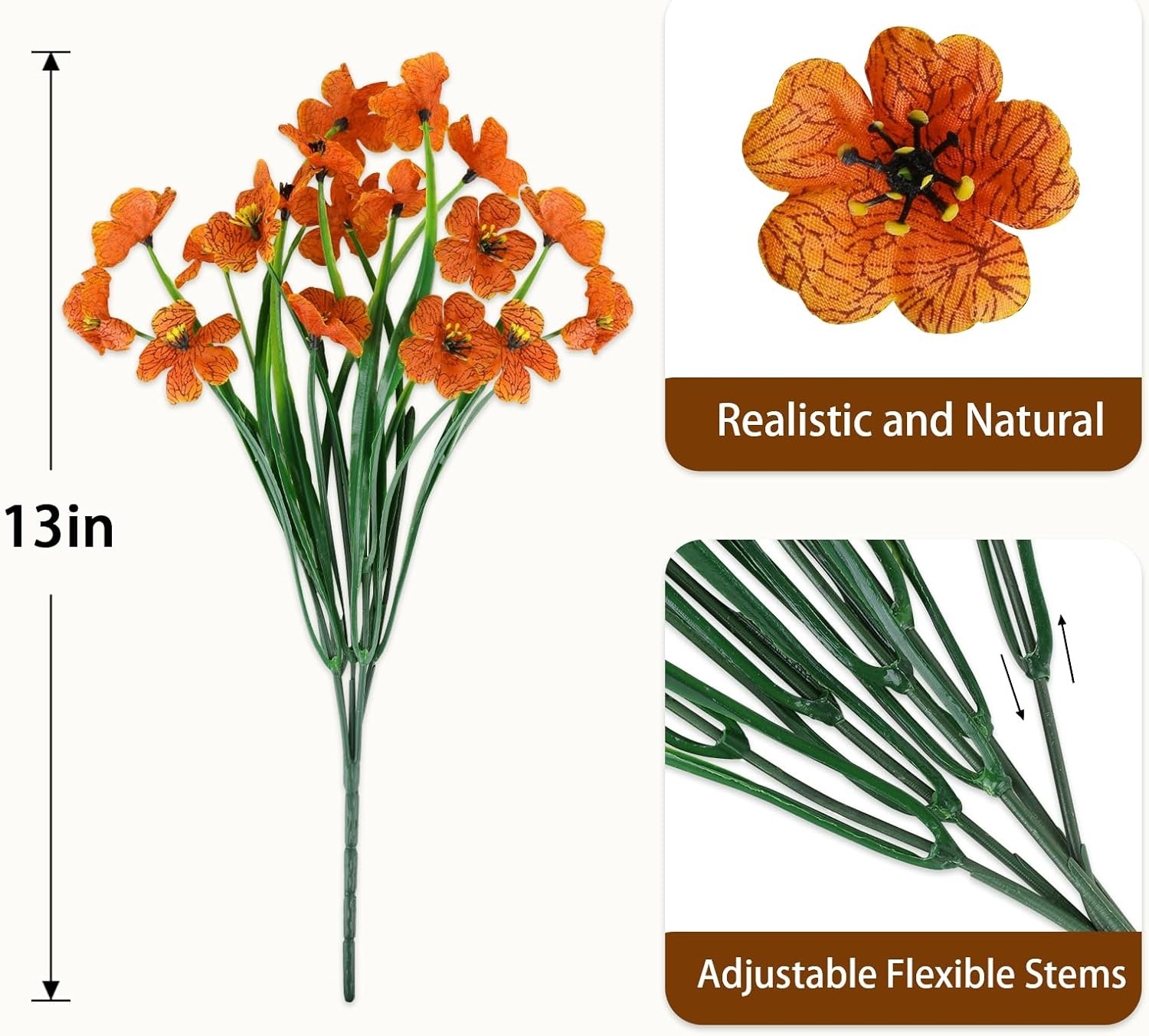 24 Bundles Artificial Fall Flowers for Outdoors UV Resistant Fake Mums Silk Faux