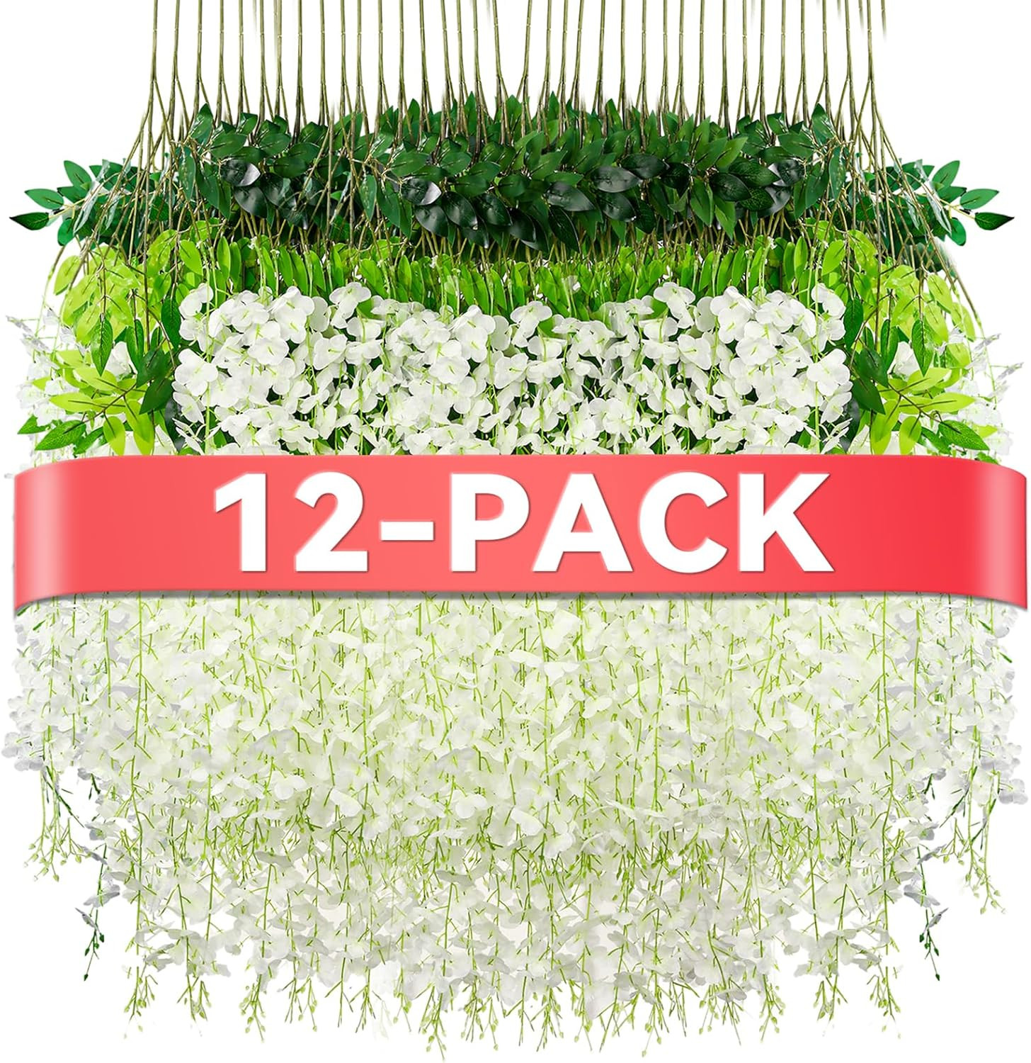 Wisteria Hanging Flowers,12 Pack Fake Hanging Flowers,Wisteria Artificiales Garl
