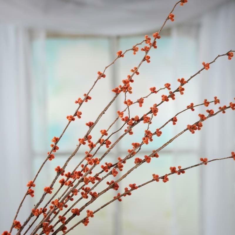 Factory Direct Craft Artificial Tall and Fuzzy Dark Orange Ragweed Floral S