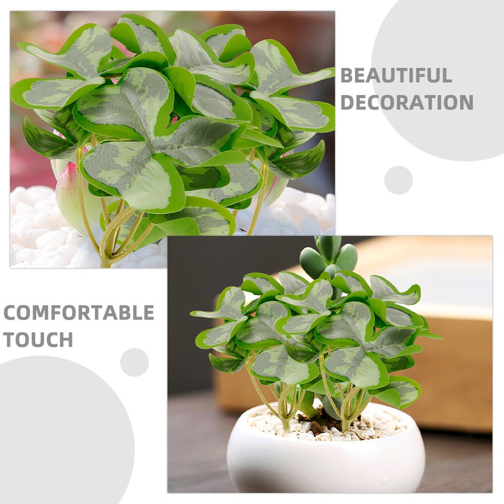 5 Pcs Artificial Shamrock Picks Lifelike Green Plant Stems Home Office Decor