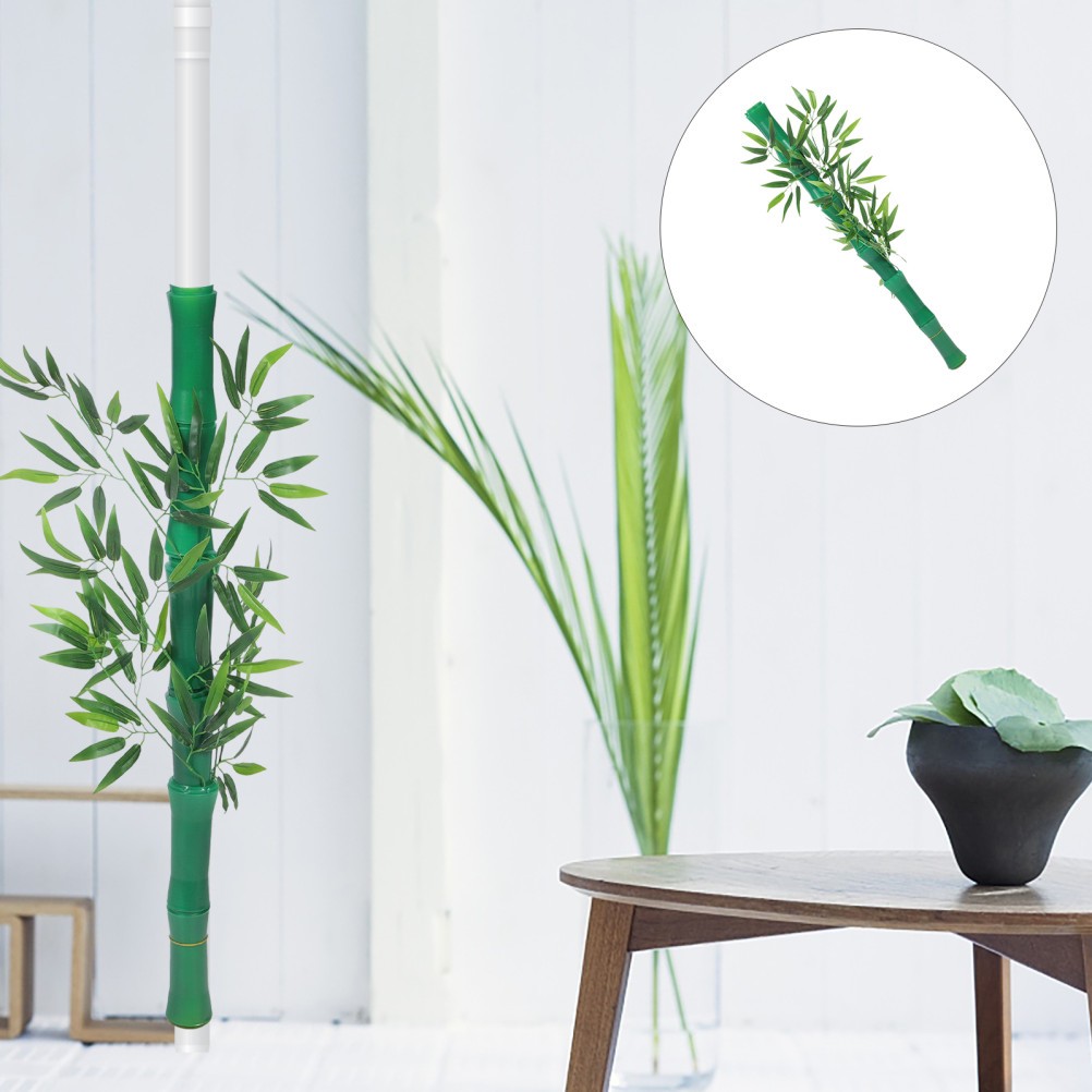 Simulated Bamboo Decorative Tube Fake Stems Artificial Leaves Greenery Branches