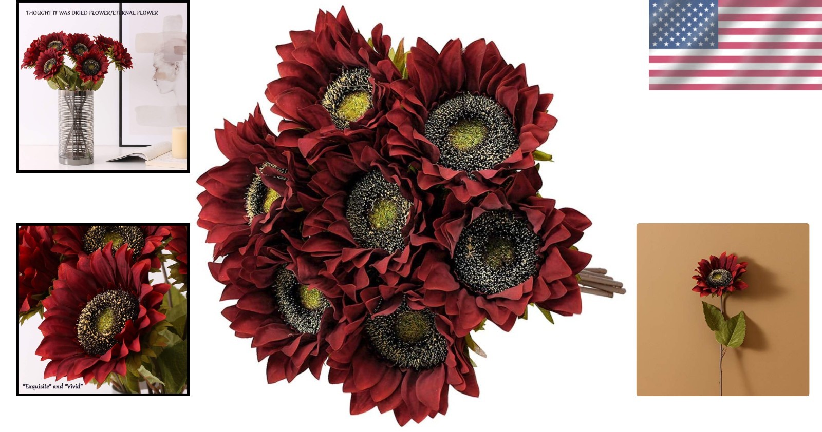 Exquisite 7PCS Silk Sunflowers with Long Stems – Perfect for Parties & Weddings