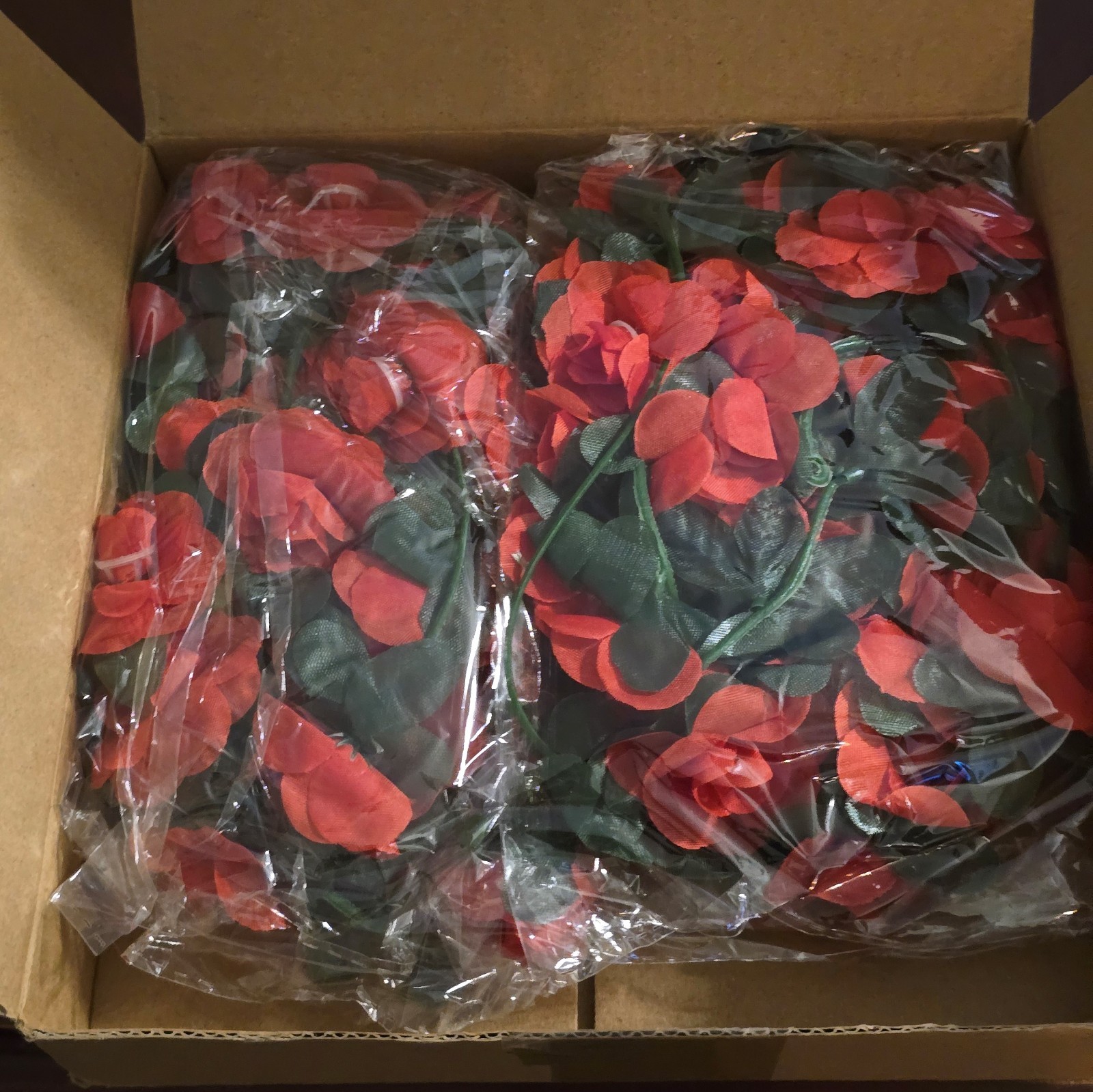 2 Pack Red Rose Garland Fake Flowers Artificial Vine Wedding Arch Derby Backdrop