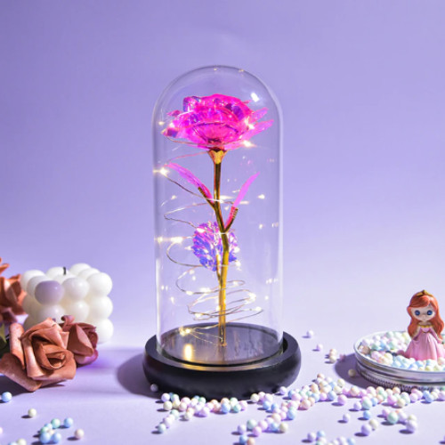 Galaxy glass rose flower with LED light, a gift for the most cherished person