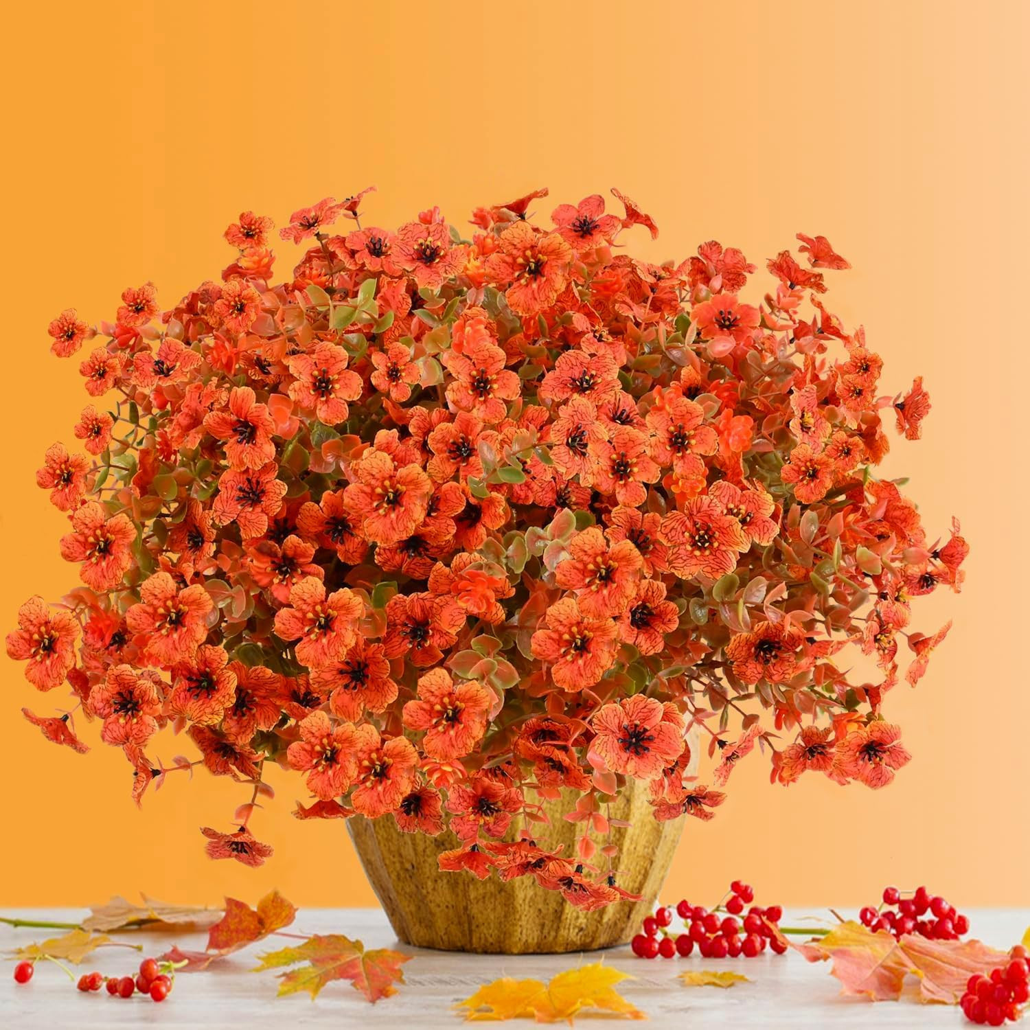 14Pcs UV Resistant Fall Artificial Flowers for Outdoor & Indoor Decor
