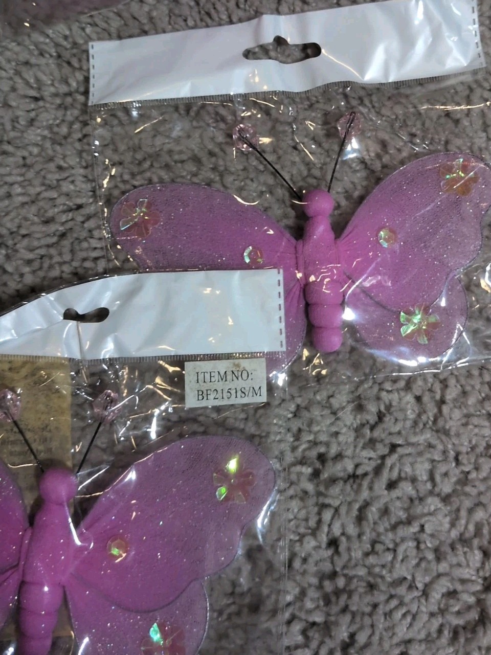 Pink Flowers & Pink Butterflies Decorative Hand Painted Nylon Piece Lot Of 5 NEW