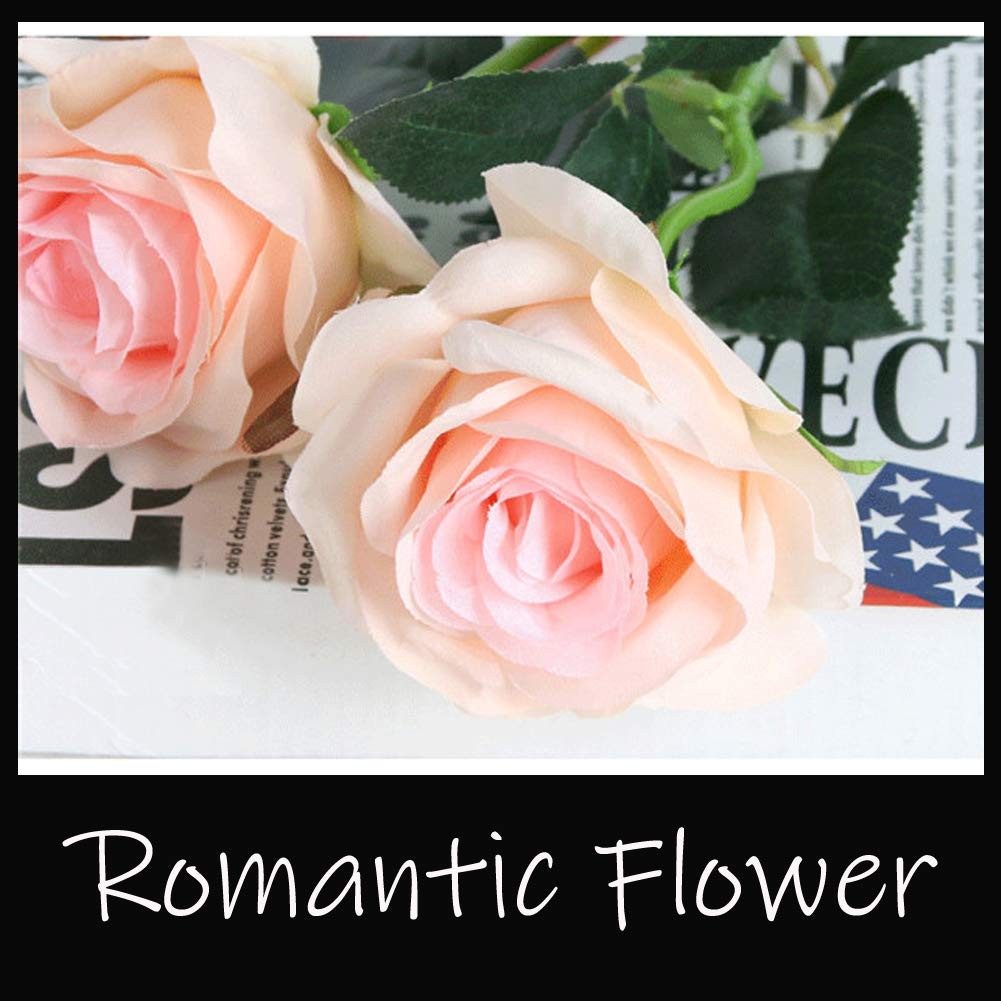 Amzali Artificial Flowers, Silk Rose Real Looking Blush Flower Home Decorations