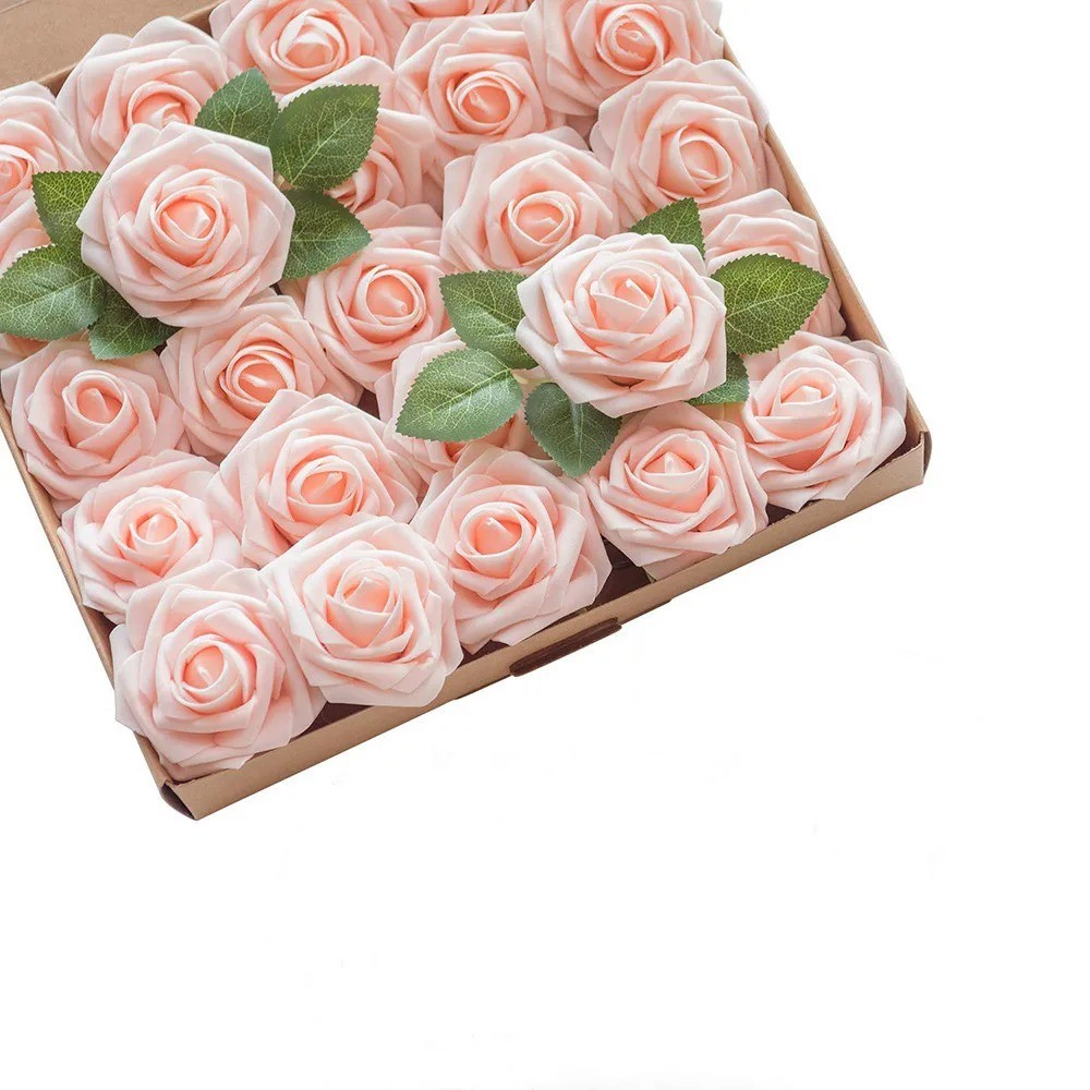 25Pcs Artificial Flowers Fake Flowers Roses Stem for DIY Wedding Bouquets Party