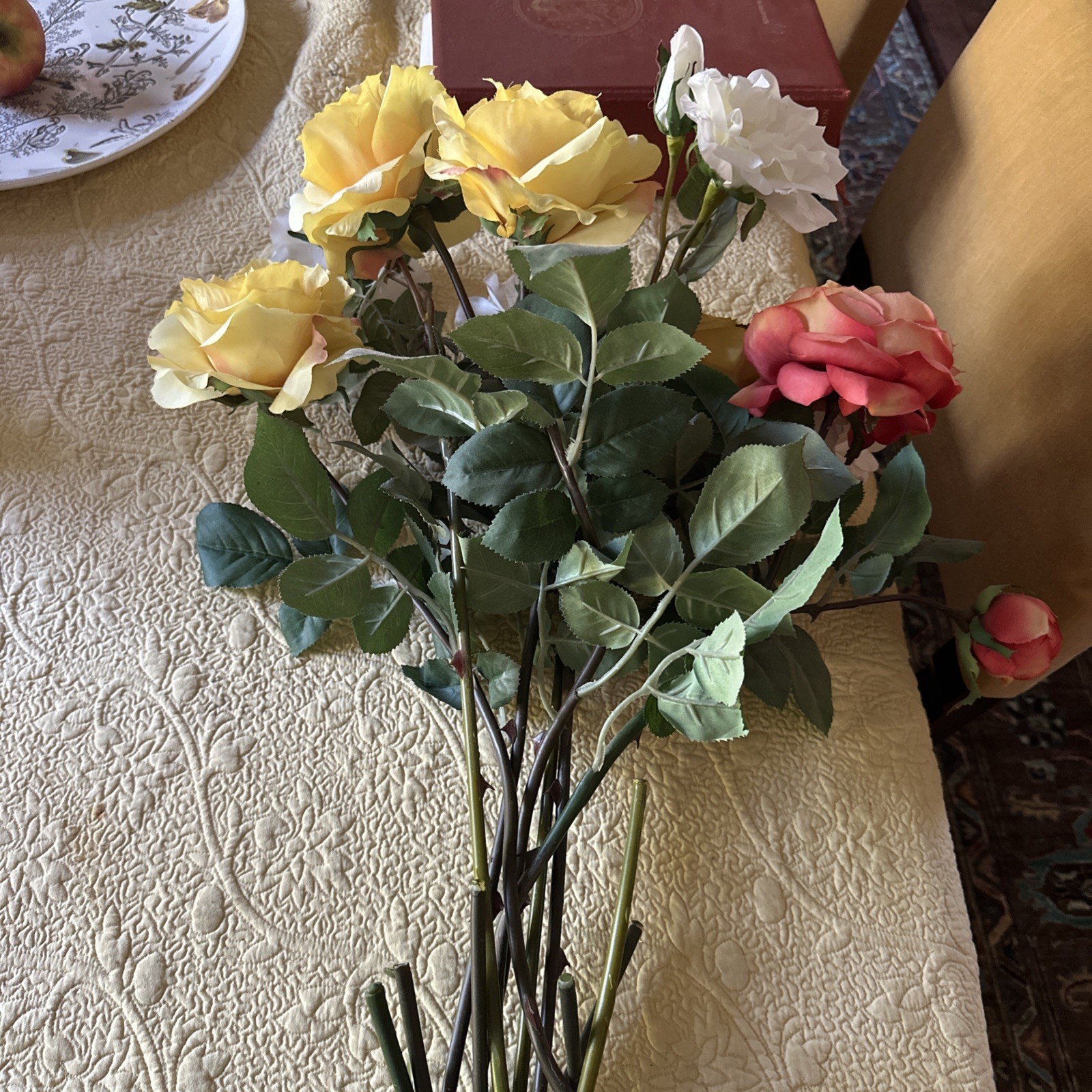Pottery Barn Faux Mixed Color Roses Flower Stems