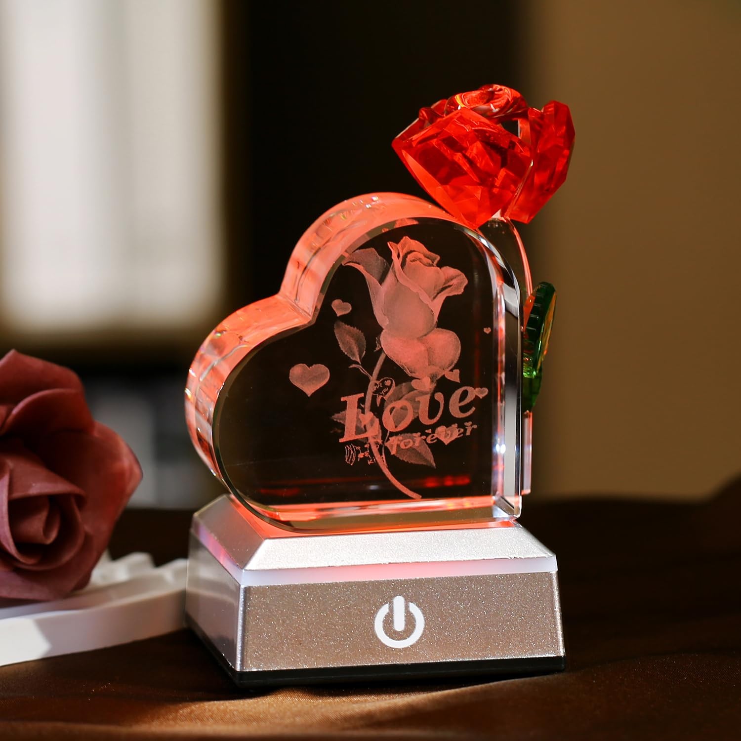 Heart Shaped Crystal Rose Valentine’s Day Home Decoration Gift For Wife Mom