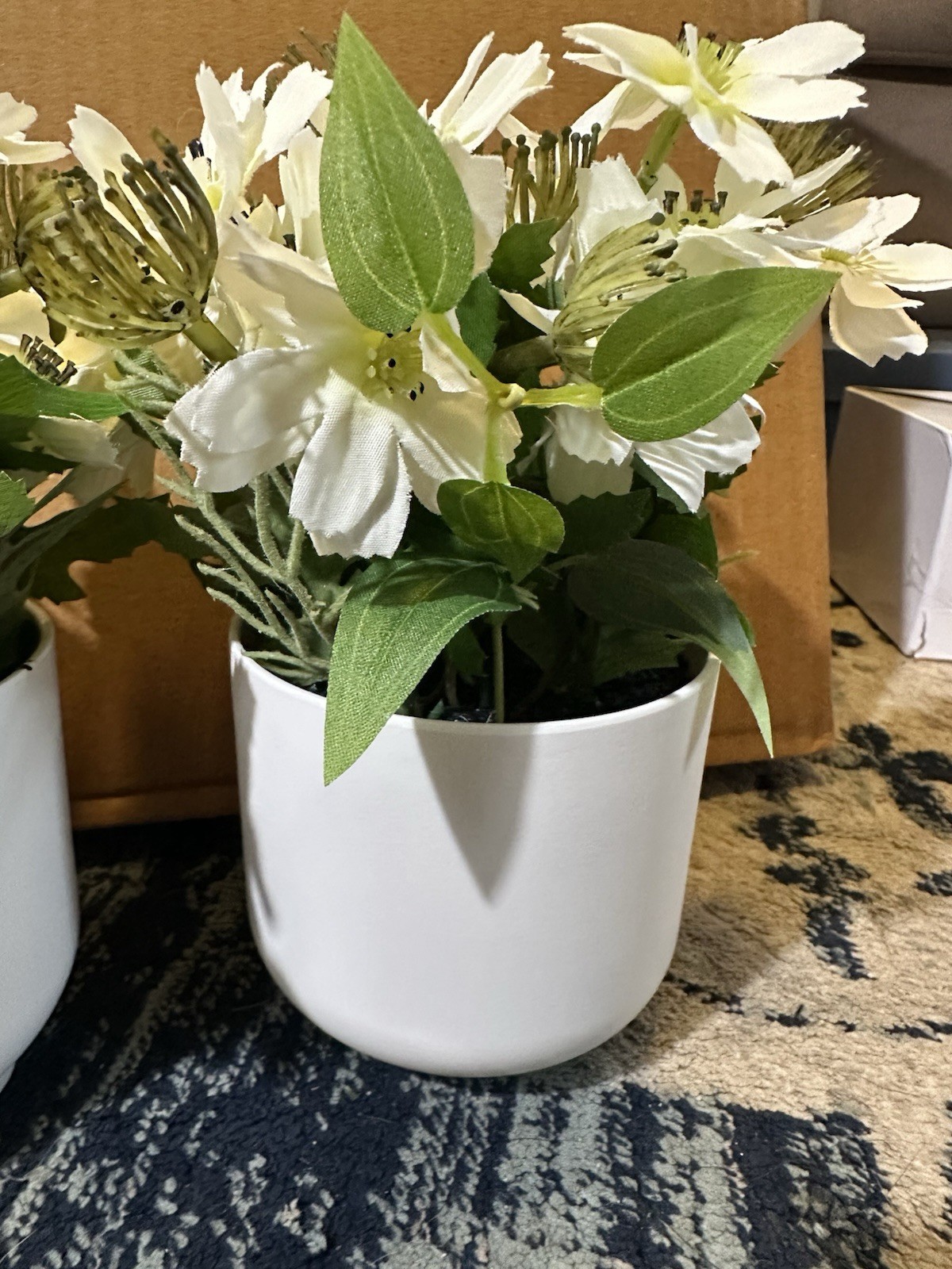 7 Inch Artificial Flower In White Vase 4 Pack