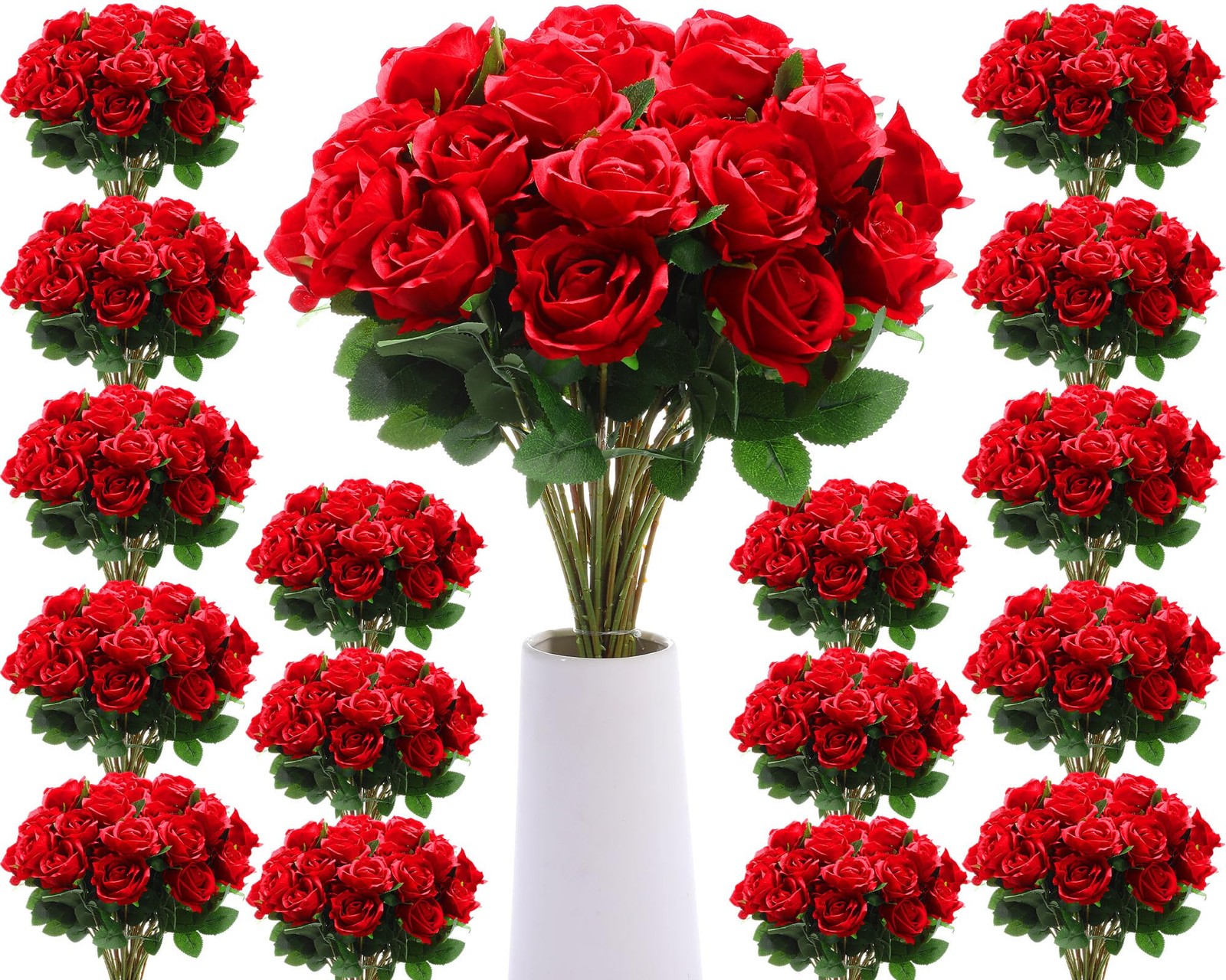 200 Pcs Artificial Roses Bulk with Long Stems, Silk Fake Roses for Wedding Ce…