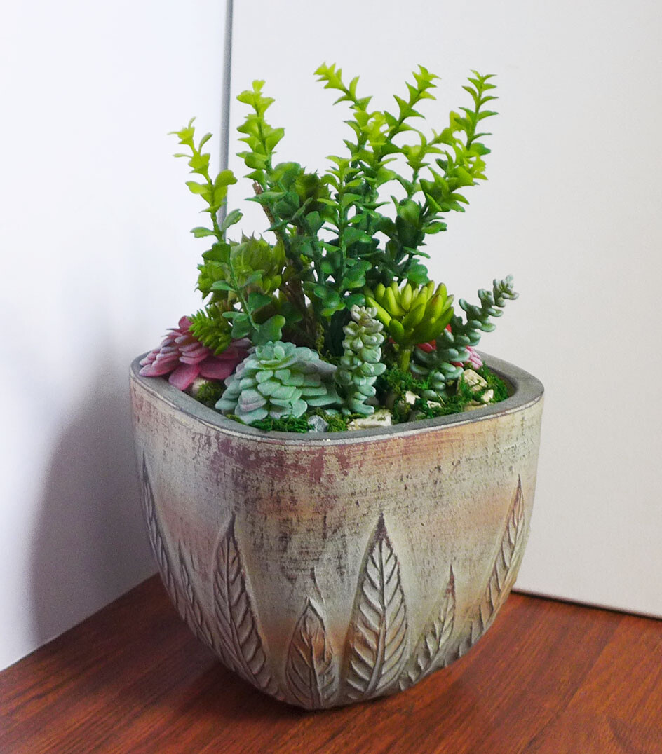 11 Pcs Artificial Fake Succulents Home Flocking Plants With Grass (M40)