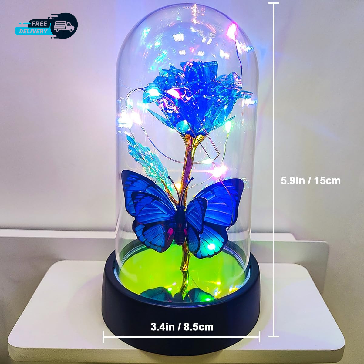 Mothers Day Rose Gifts for Mom Glass Rose in Glass Dome Light up Flower