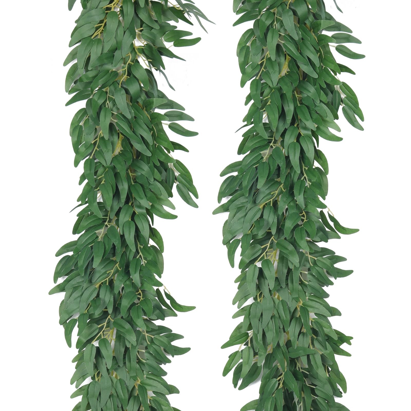 Artificial Willow Leaves Vine Twigs 2Pcs 6Ft Fake Hanging Plant Silk Willows