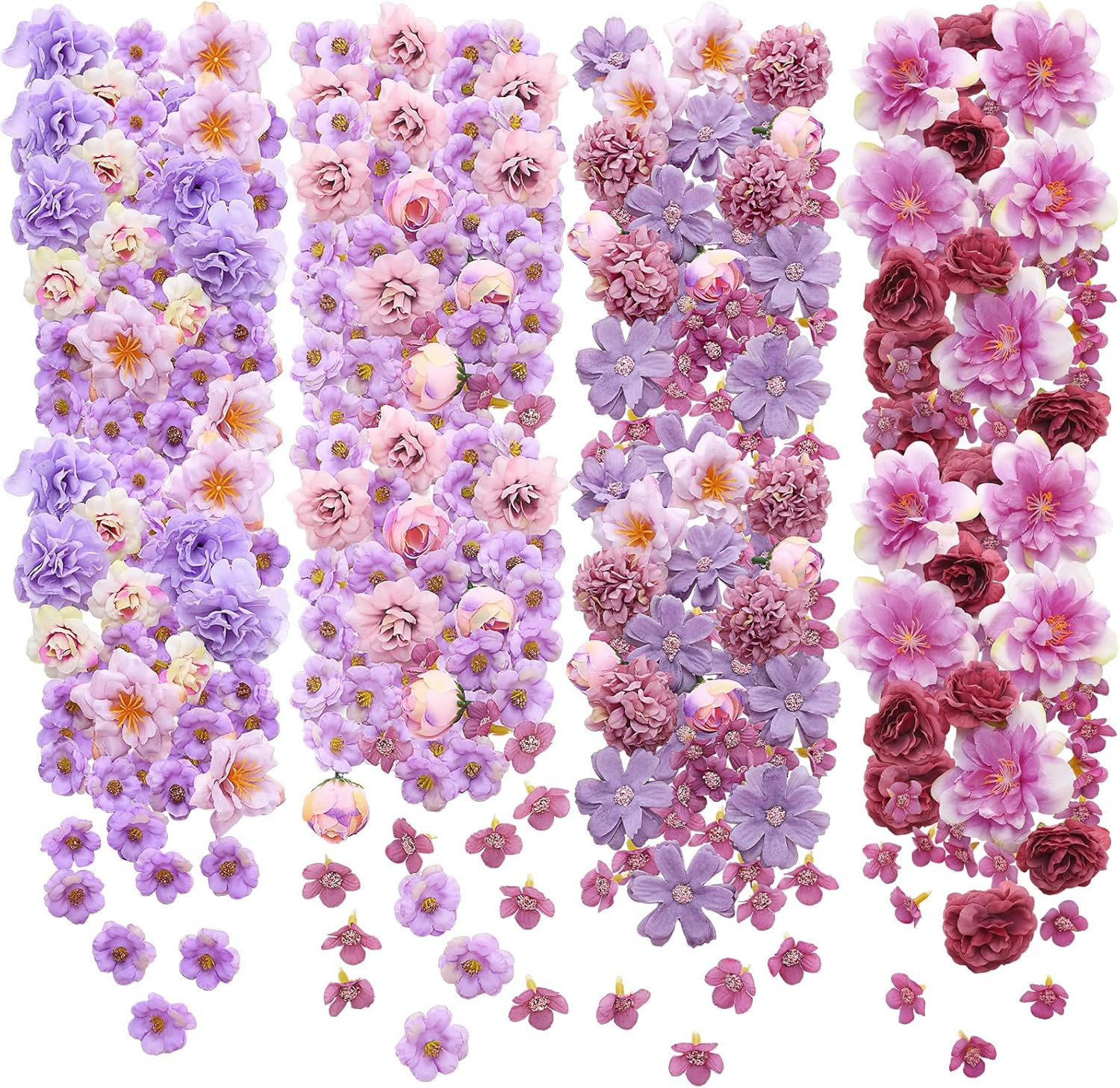 120 Pcs Artificial Flowers Bulk Mini Silk Flower for Crafts Fabric Flowers Heads