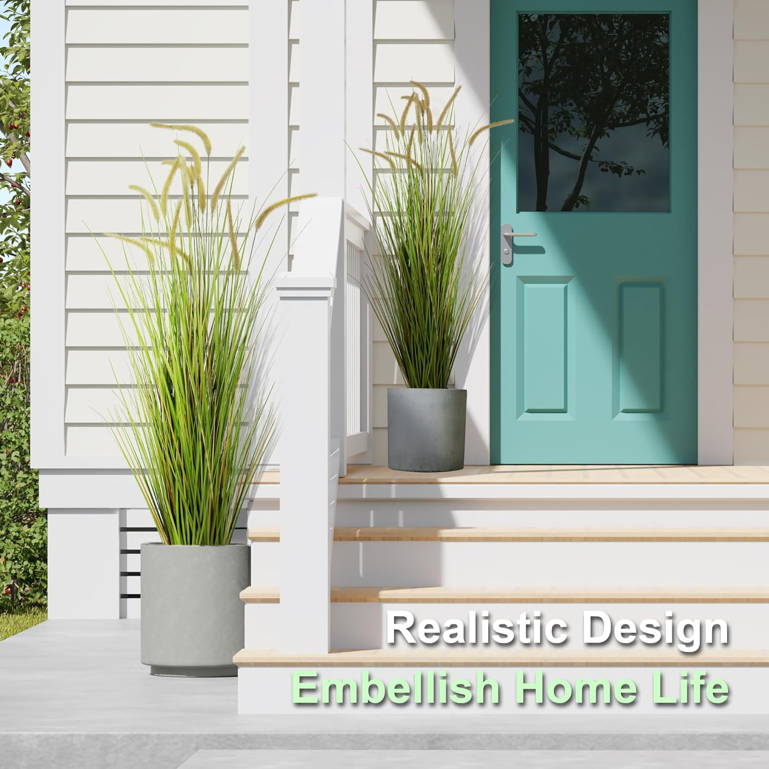 Artificial 5Ft 2-Pack Horsetail Reed Grass, 59In Tall Artificial Indoor Outdoor
