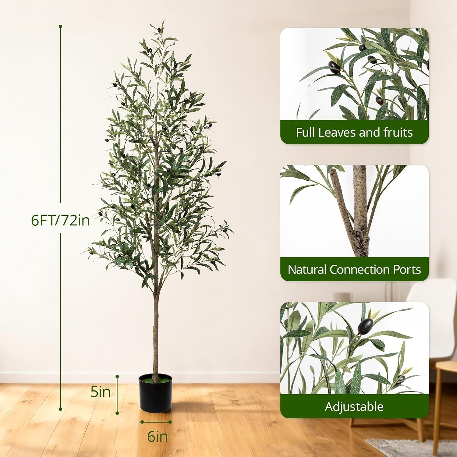 6ft Faux Olive Tree, Artificial Olive Tree Indoor, High Imitation Silk Plant …