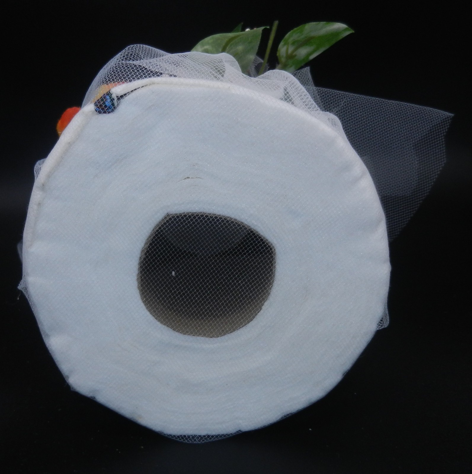 Blue Butterfly Embroidered Toiletpaper Roll wrapped in Tulle w/Rose on top!