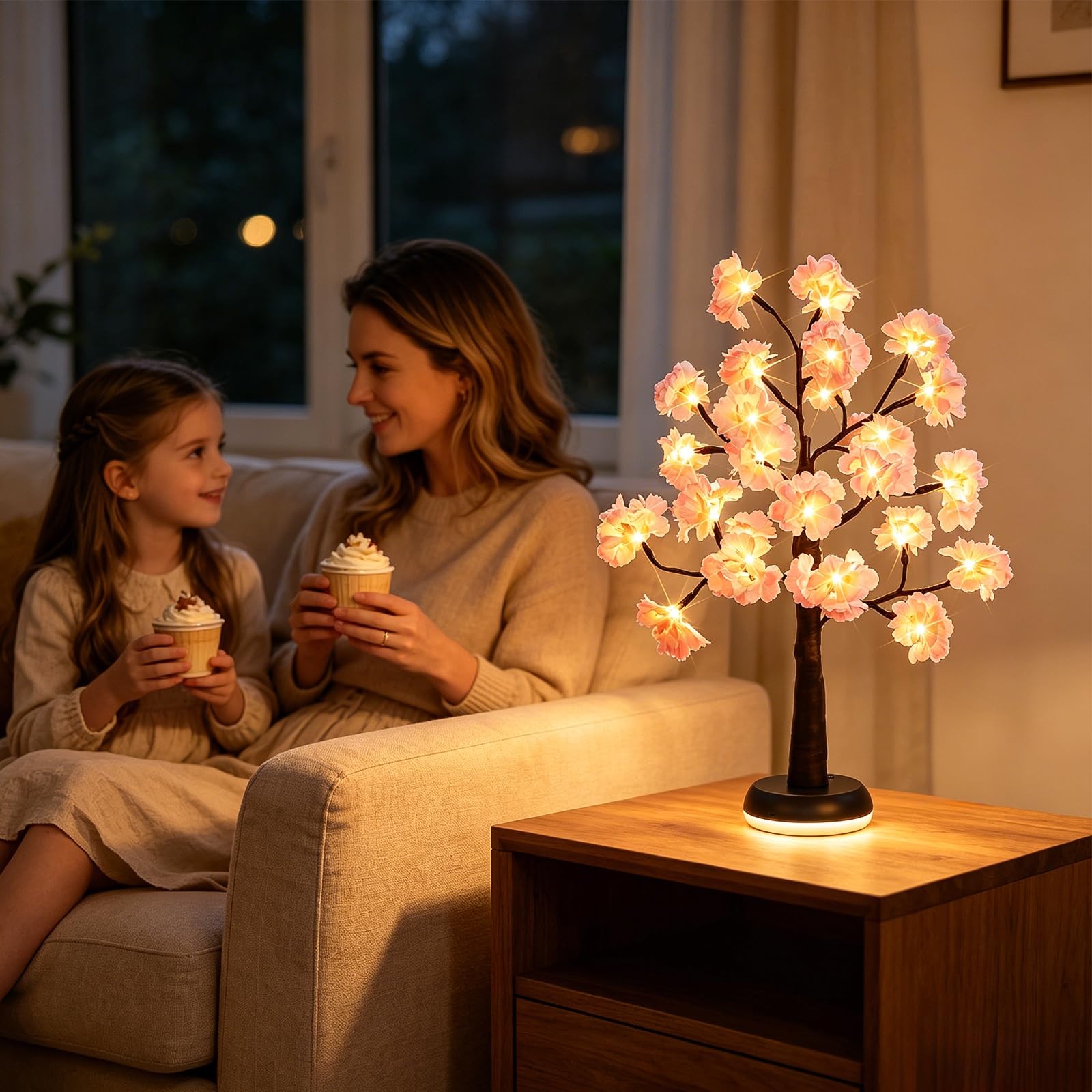 Artificial Cherry Blossom Tree Lights: 23IN Lighted Cherry Blossom Tree with …