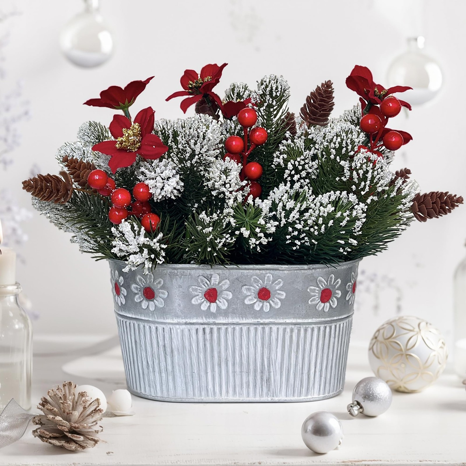 Christmas Centerpiece Table Decorations Artificial Norfolk Pine Branches