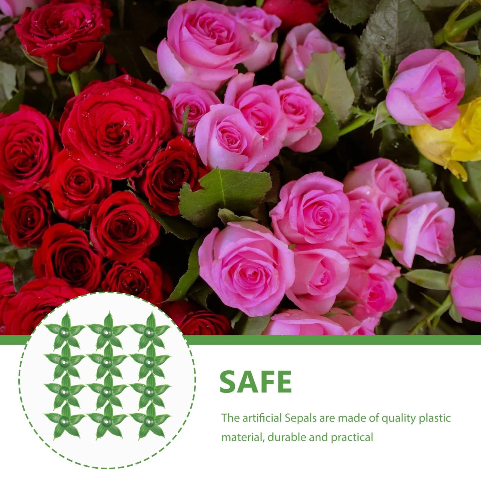 120 Pcs Artificial Flower Calyxes Plastic Sepals 1.97×1.97×0.98 Inch DIY