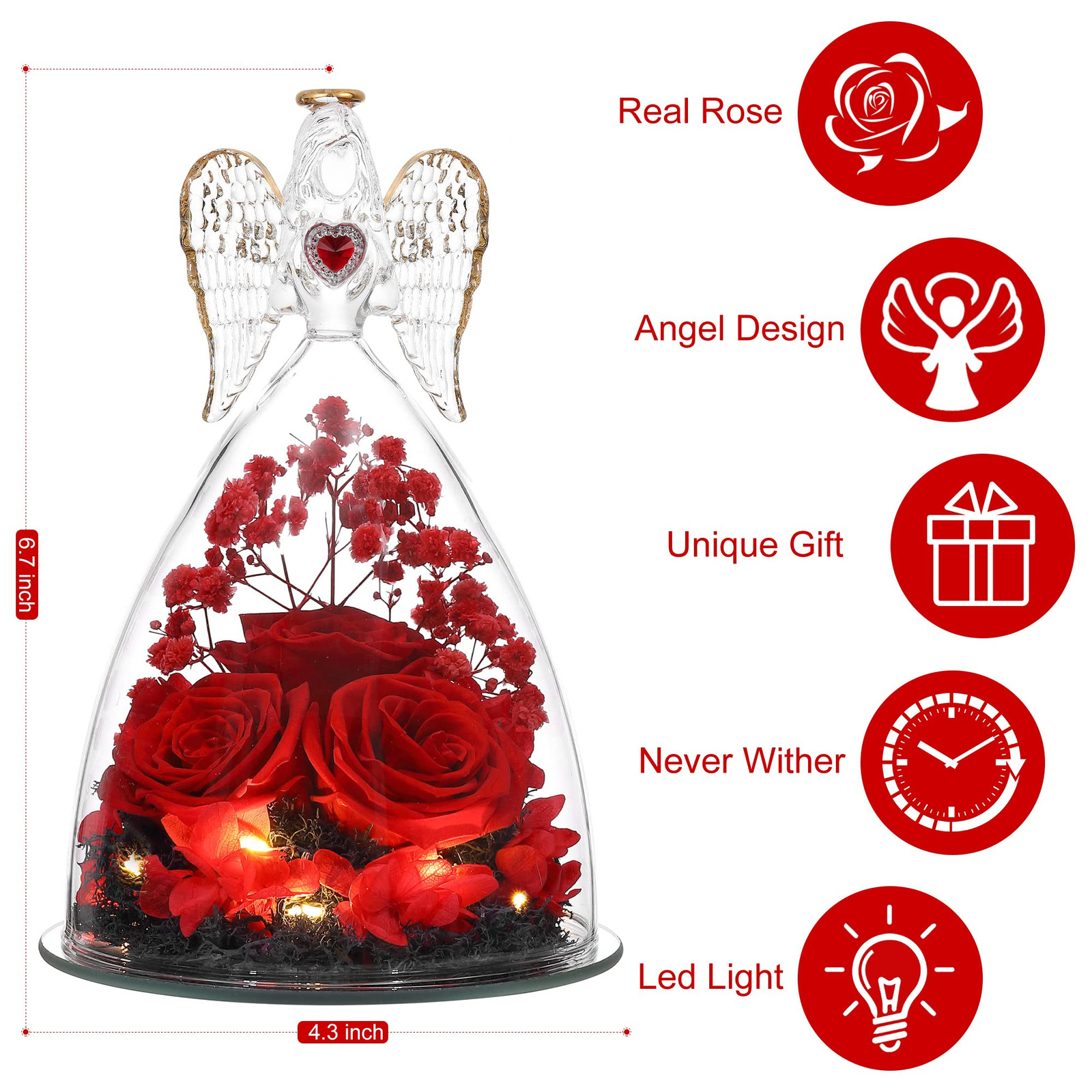 Mothers Day Rose Gifts for Women, Large Angel Figurines with Real Roses, Pres…