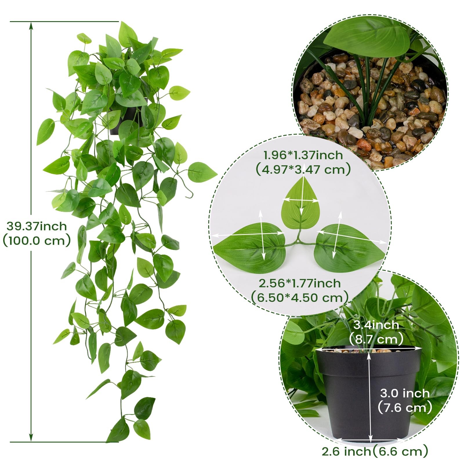 LOYWREE Small Fake Hanging Plant Artificial Potted Plants for Indoor Outdoor Aes